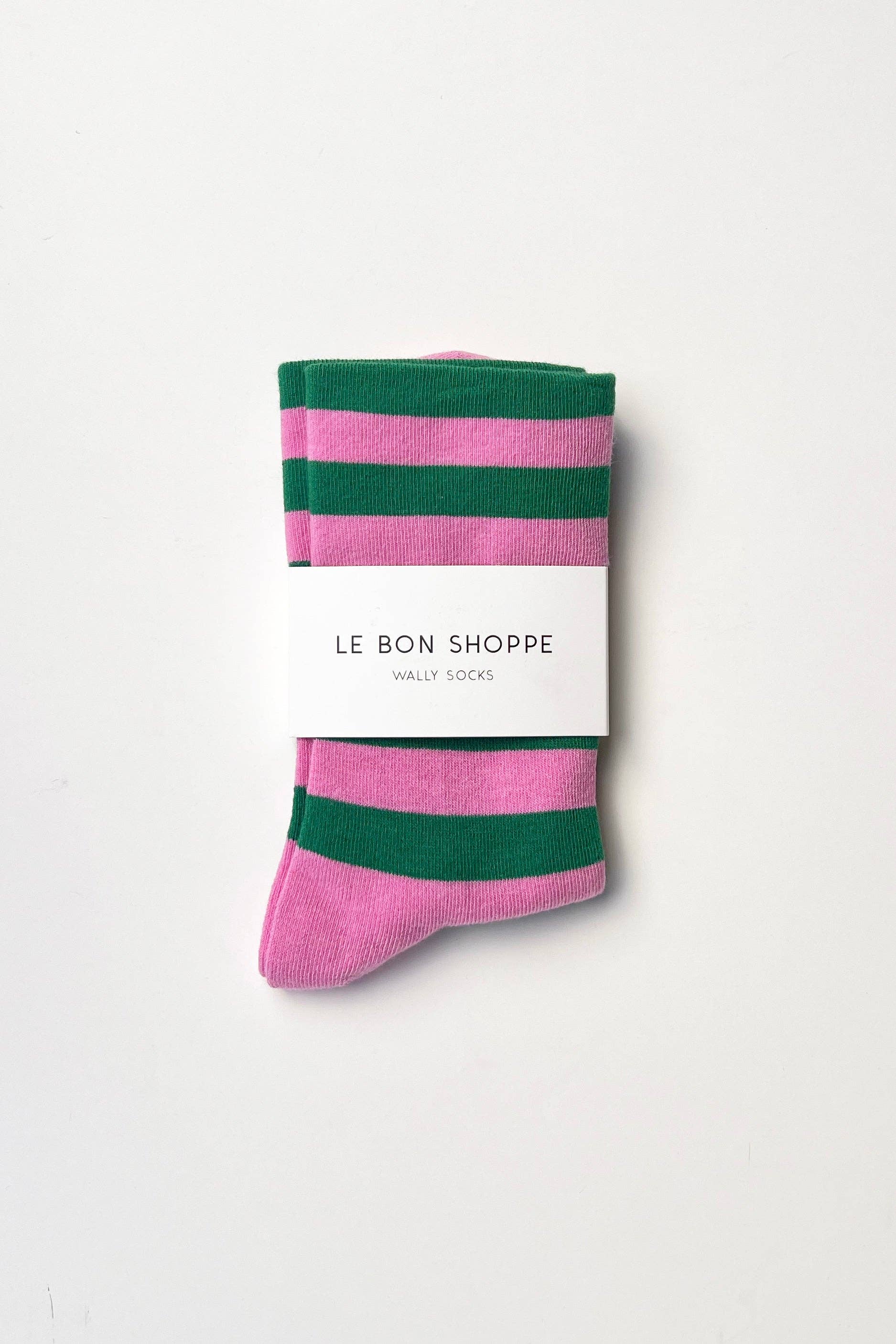 Le Bon Shoppe Wide Wally Socks - Pink & Green Stripe