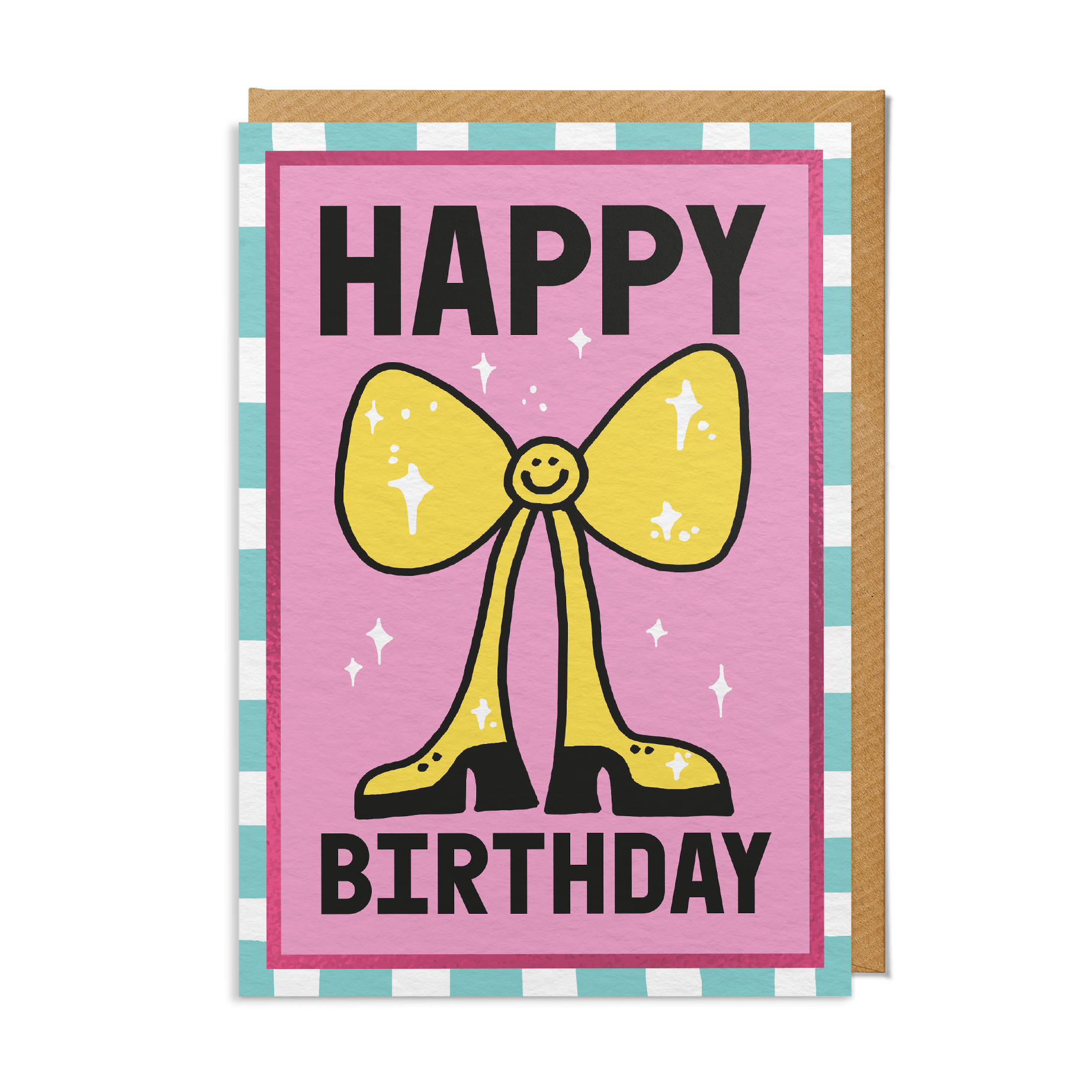 Birthday Card — "Happy Birthday" Smiling Bow - SANDERS DE ROEPER Modern Love Store Glasgow