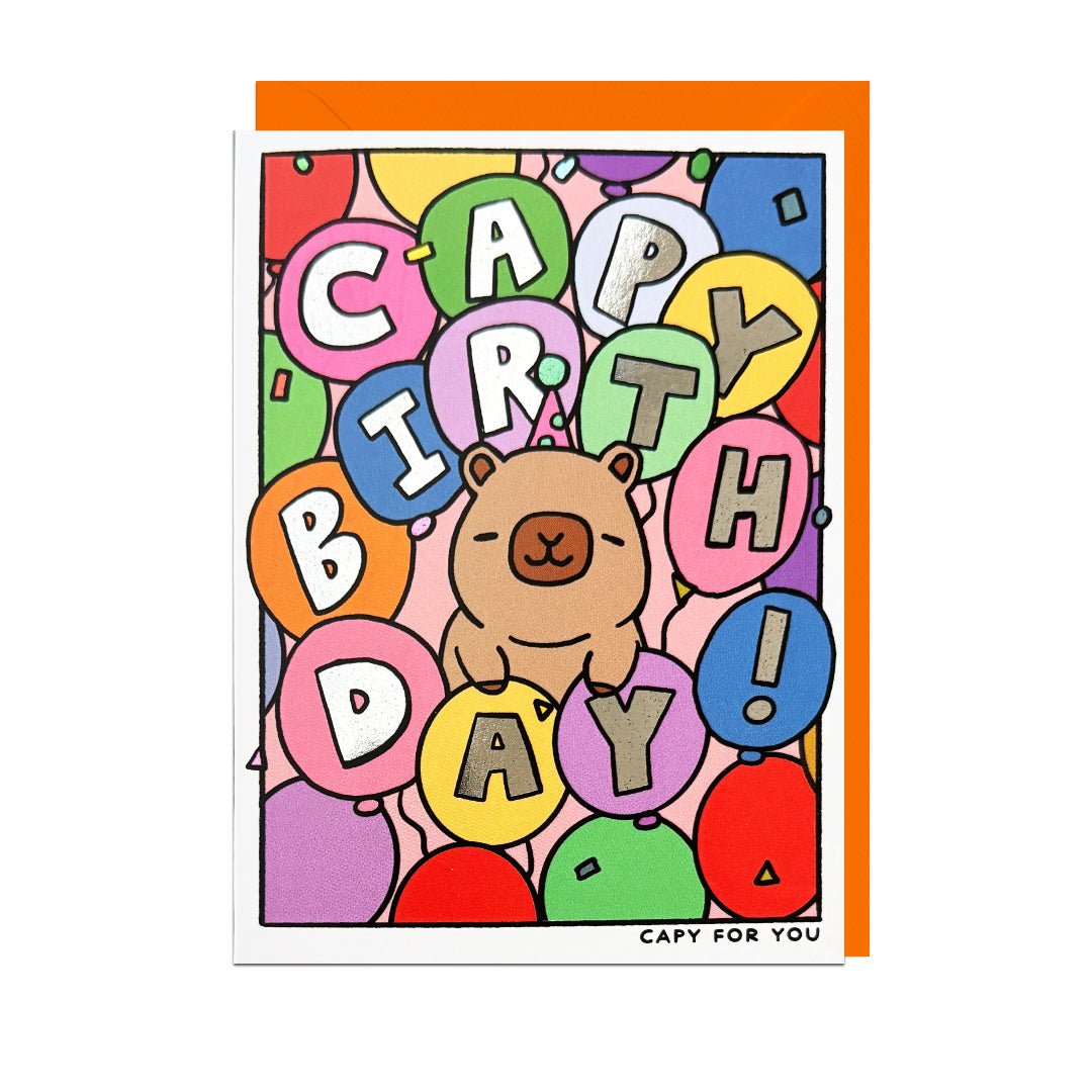 Capy Birthday Balloons - Birthday card Jolly Awesome Modern Love Store