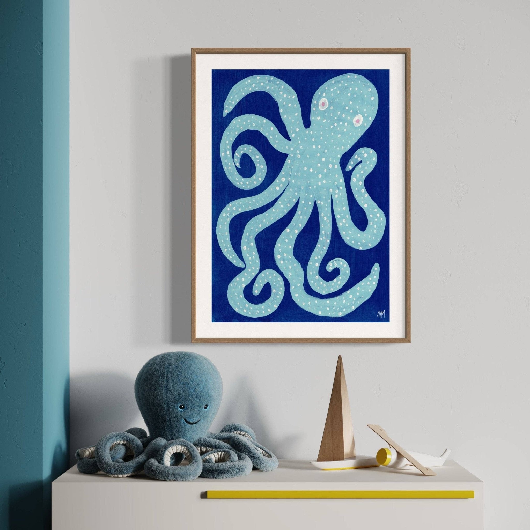 Blue octopus Print - Nancy McKie Modern Love Store Glasgow