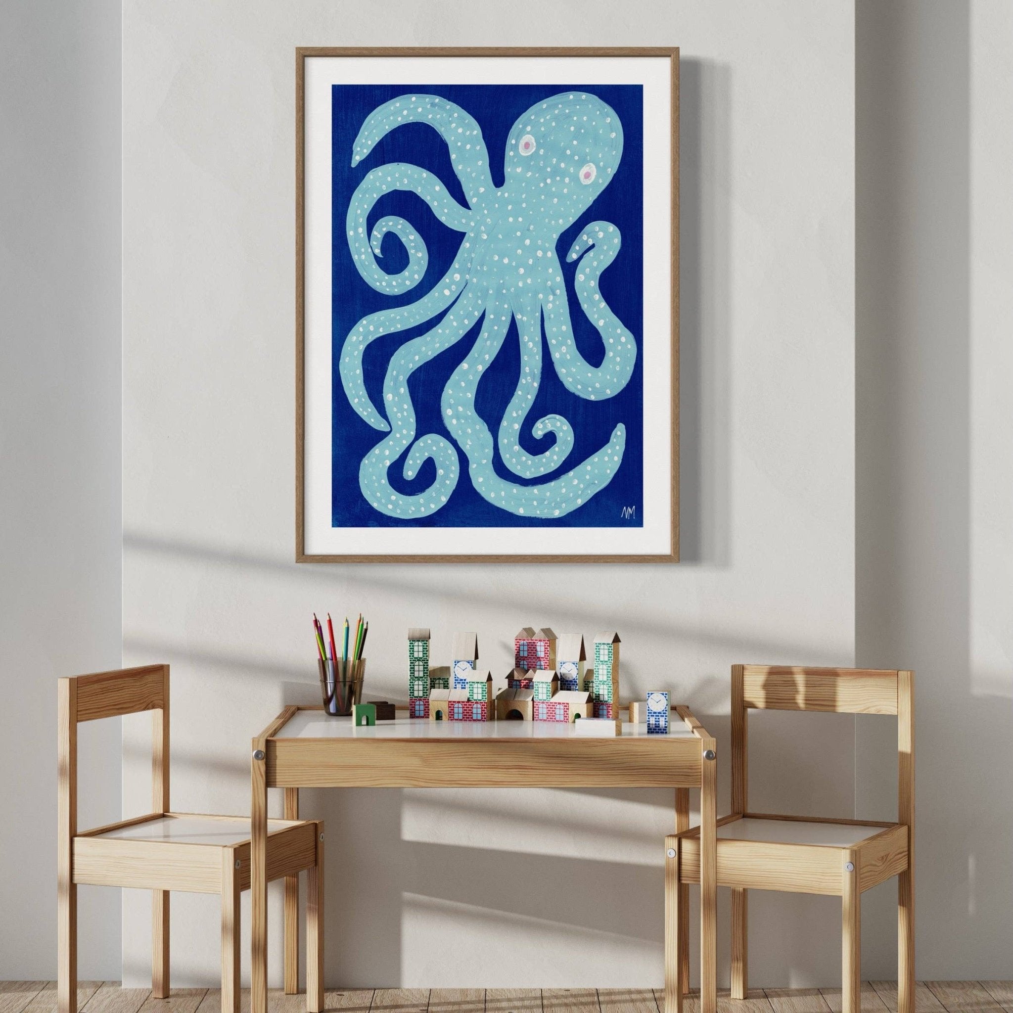 Blue octopus Print - Nancy McKie Modern Love Store Glasgow
