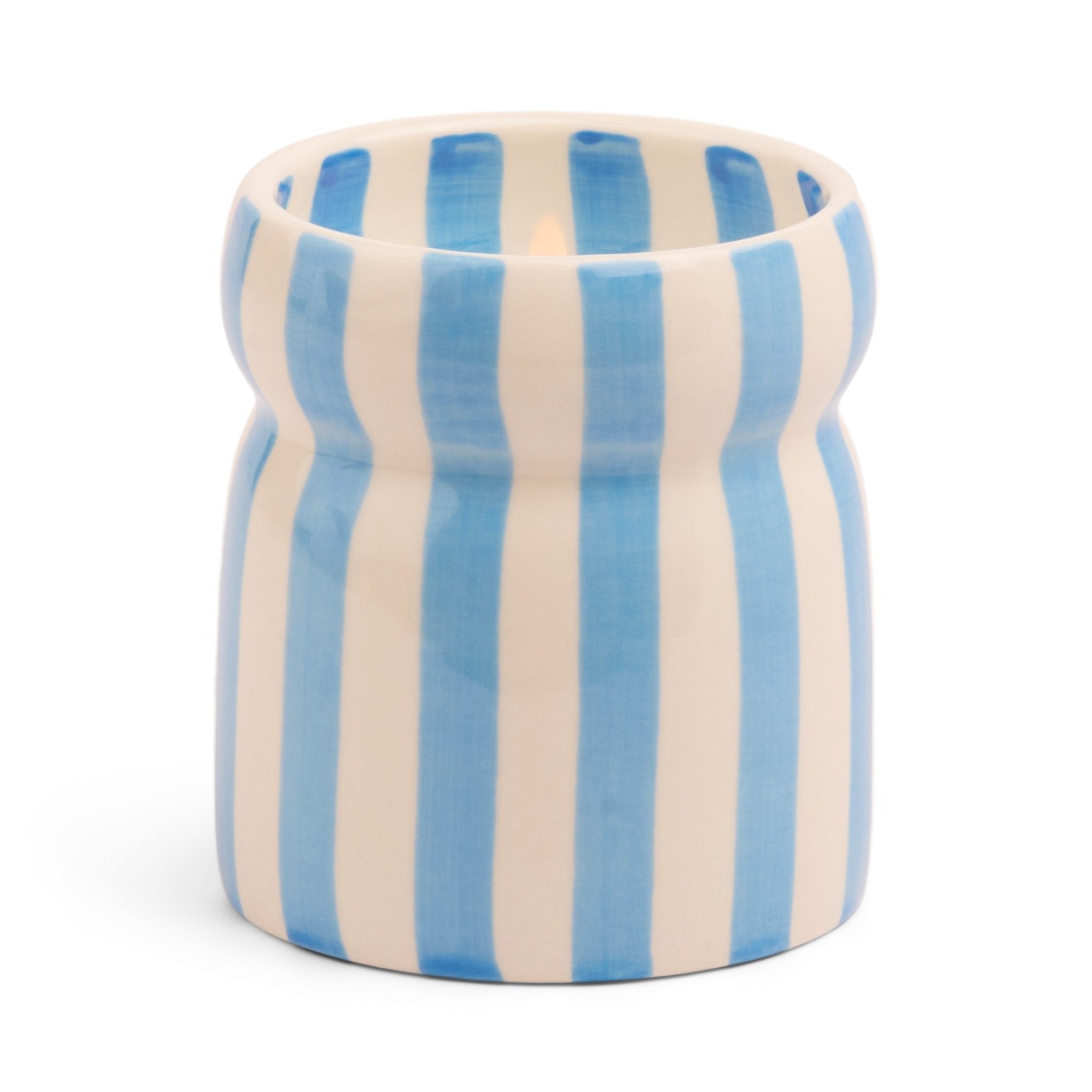 Blue Striped Ceramic Candle - Lost at Sea - Candles Designworks Modern Love Store Glasgow