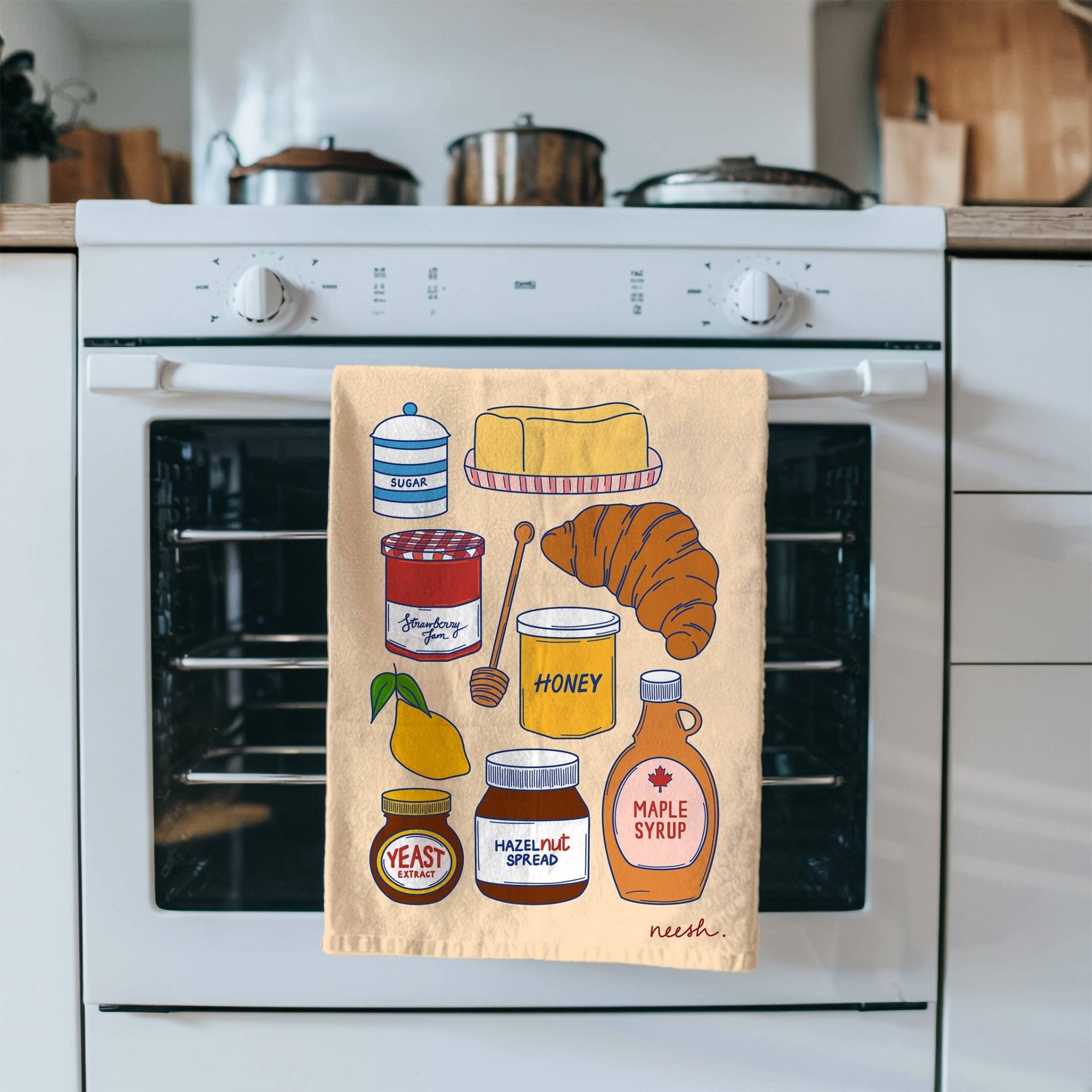 Breakfast Sauces Tea Towel | Food | Kitchen Decor | Brunch - Neesh Home Modern Love Store Glasgow