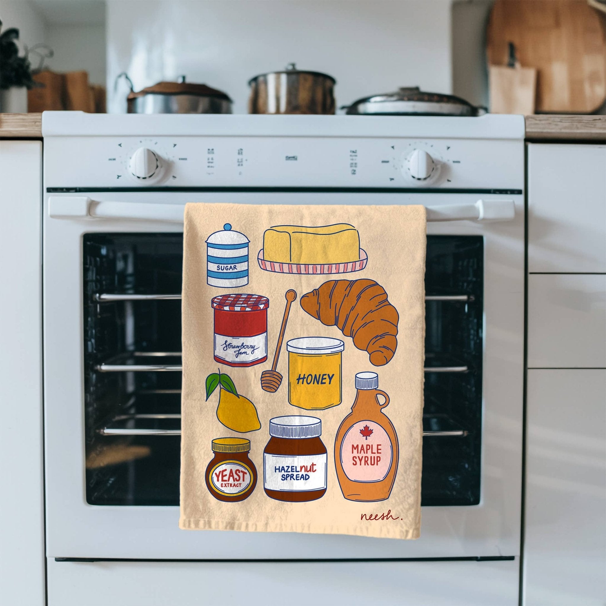 Breakfast Sauces Tea Towel | Food | Kitchen Decor | Brunch - Neesh Home Modern Love Store Glasgow