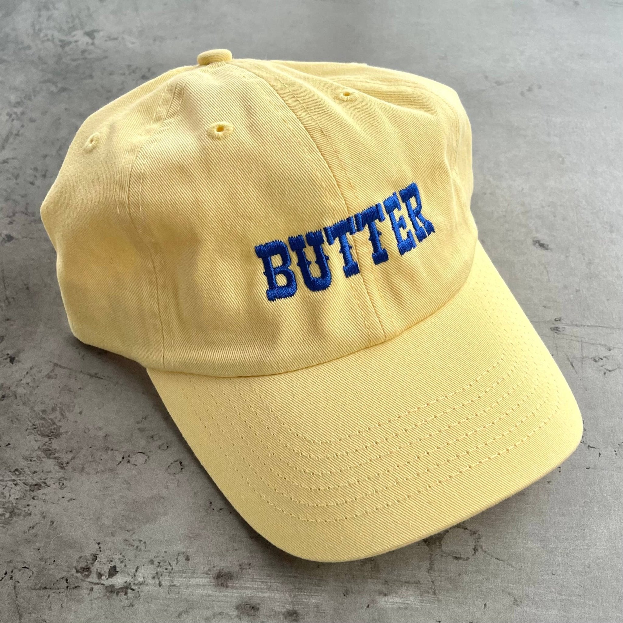 Butter Baseball Cap Dad Hat Restaurant foodie Chef bakery: Pigment dyed yellow - The Silver Spider Modern Love Store Glasgow