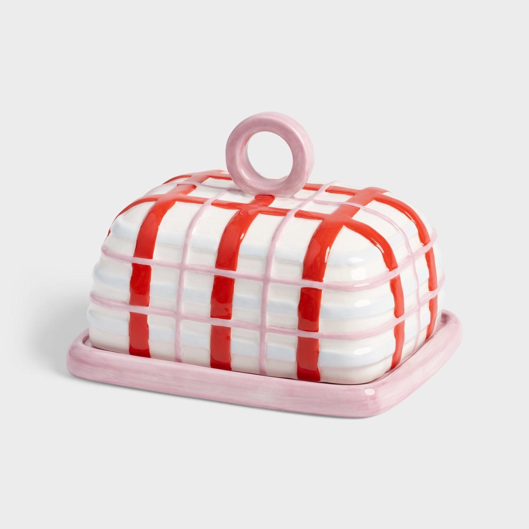 Butter Dish Plaid Pink - &K Amsterdam Modern Love Store Glasgow