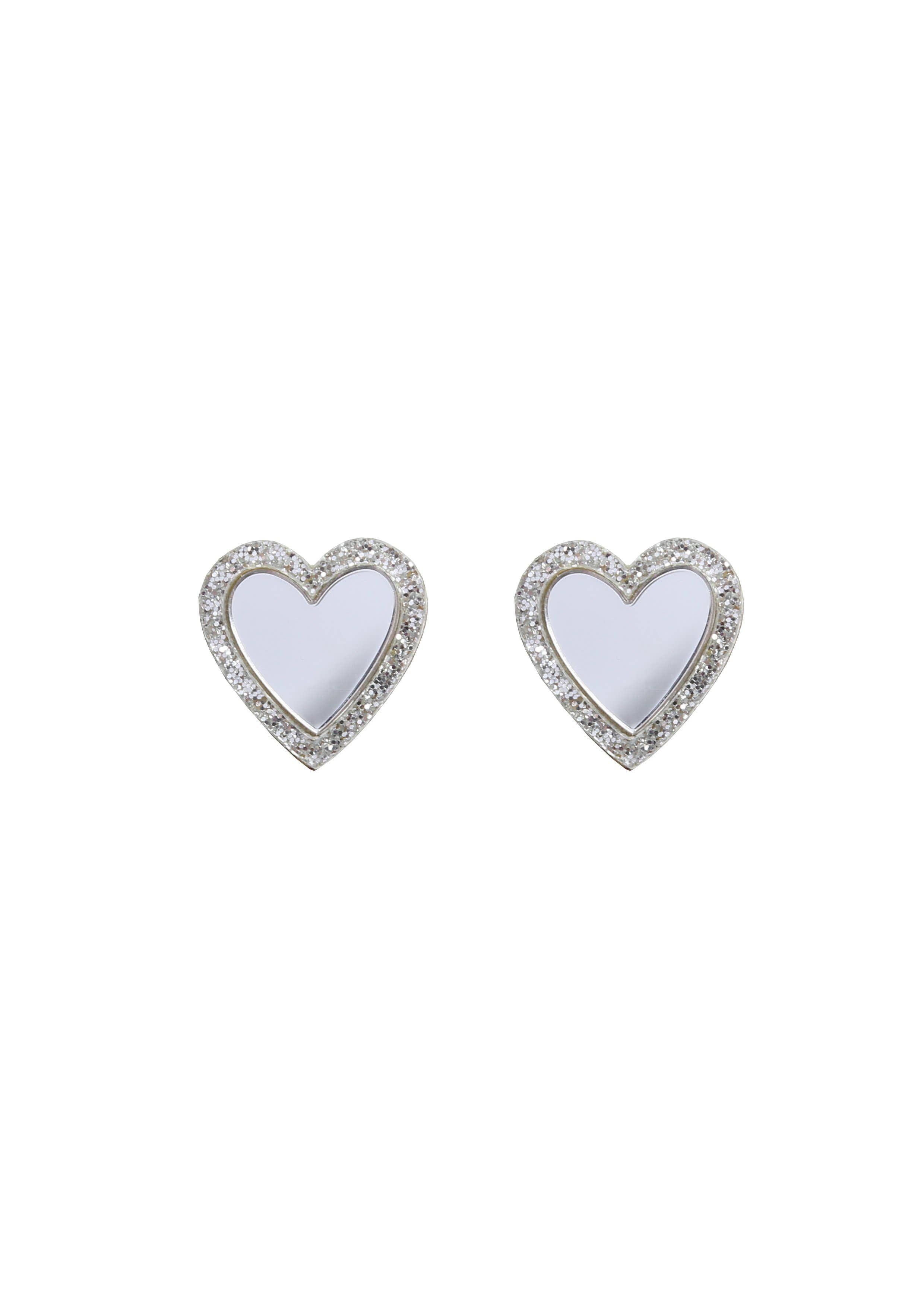 Acrylic Heart Studs: Red Mirror + Pink Mirror