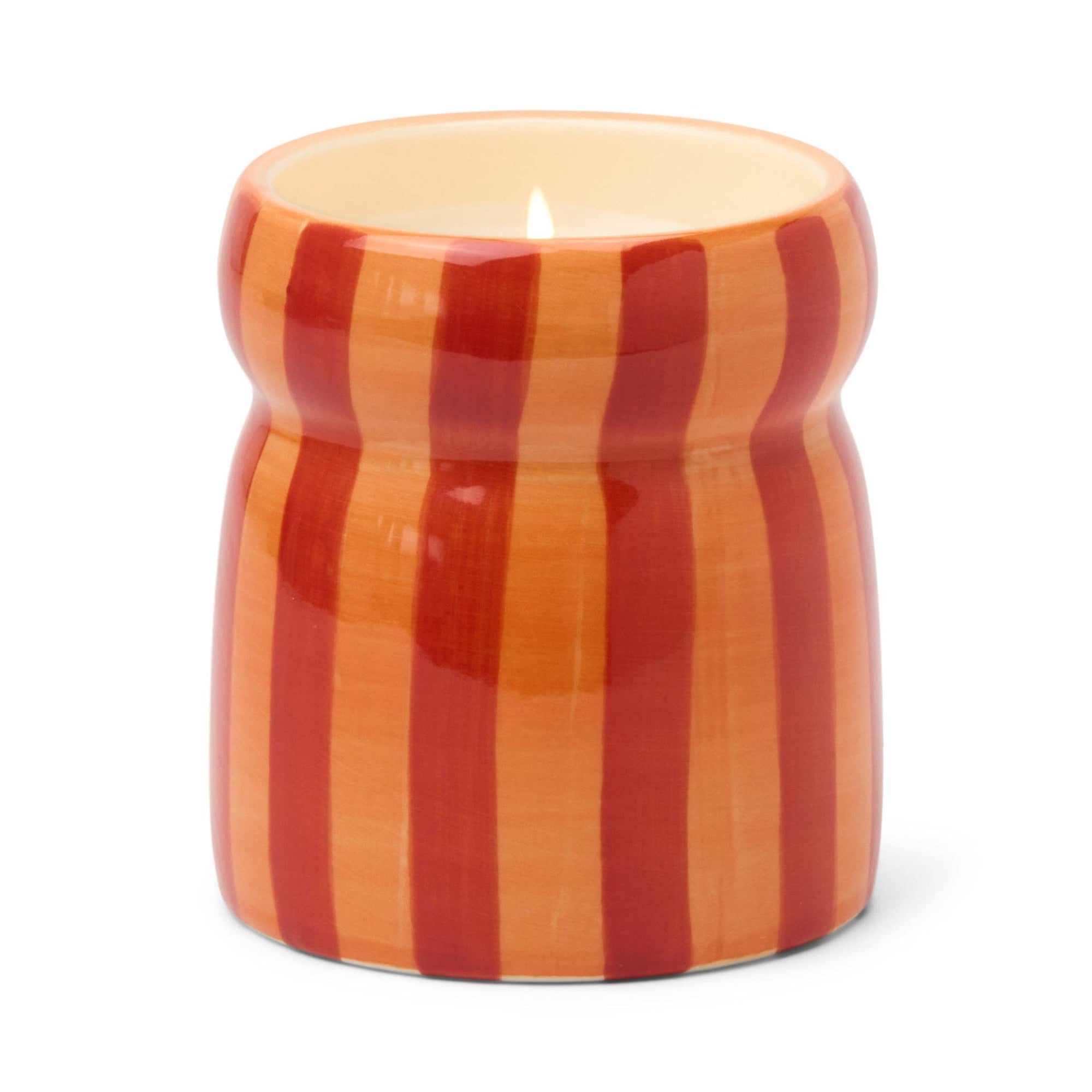 Paddy Wax Coral Striped Ceramic Candle - Spiced Apple