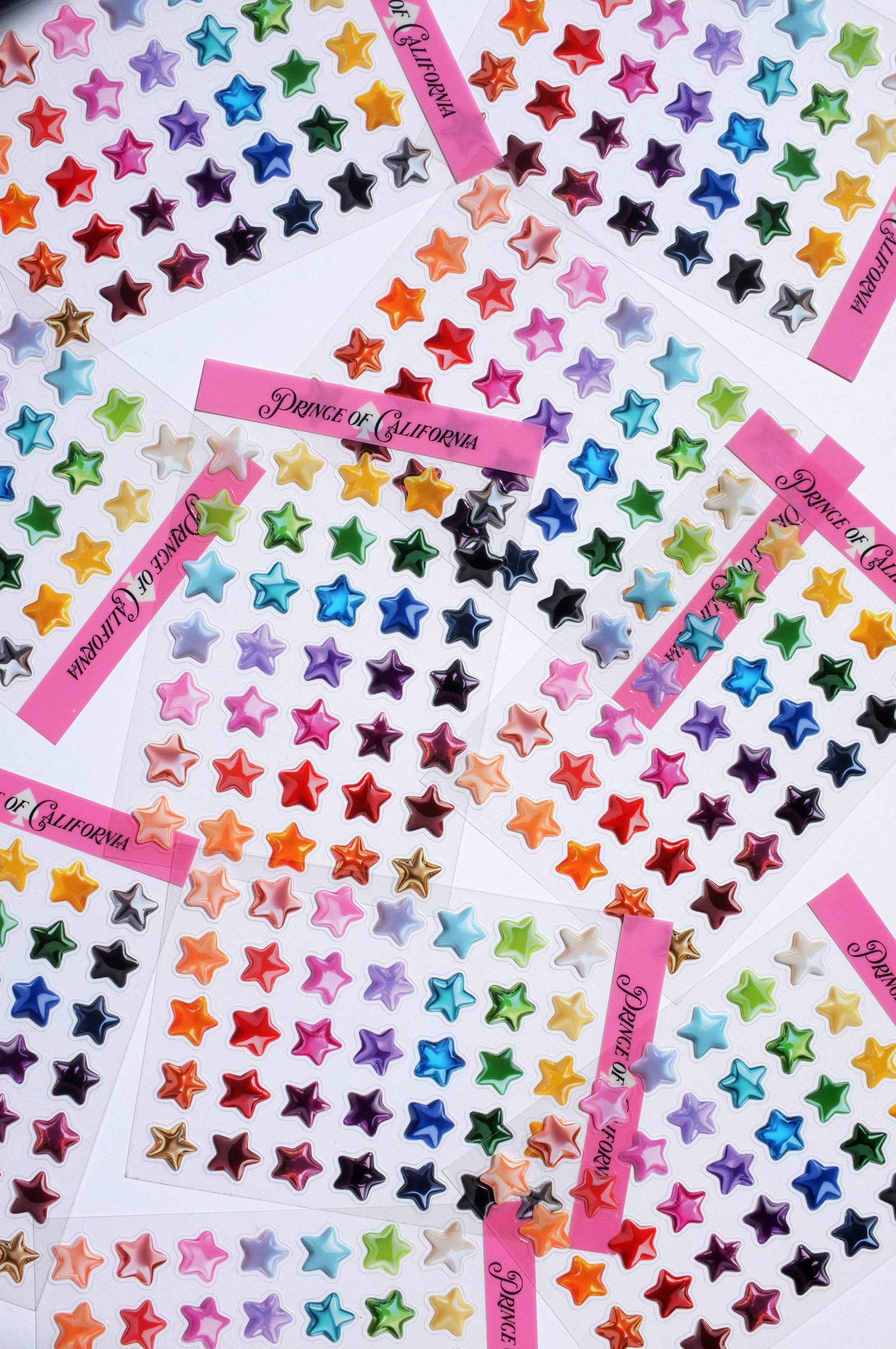Prince of California Transparent Rainbow Star Sticker Sheet