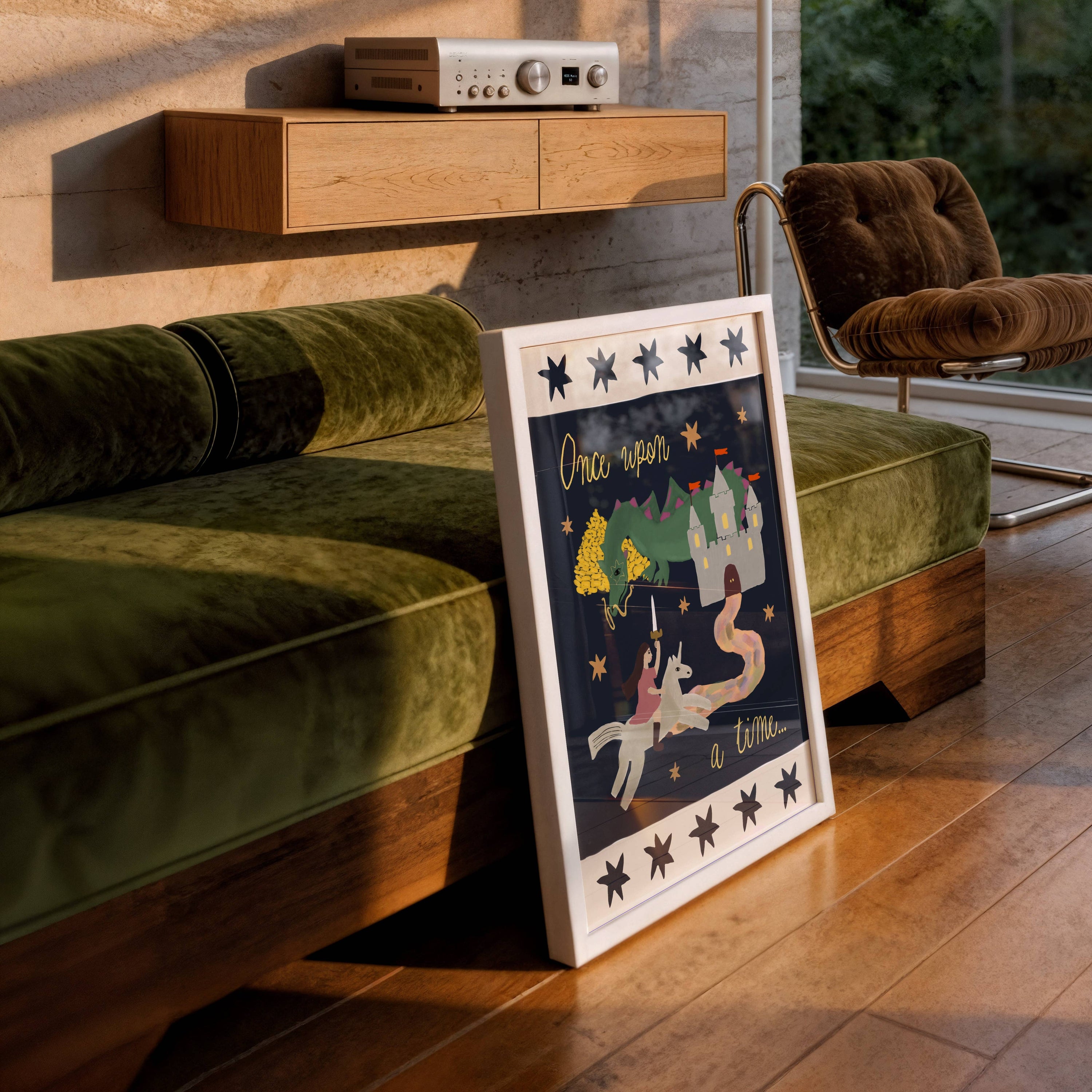 Once Upon a Time Print: Pink / Green / Unframed / A5