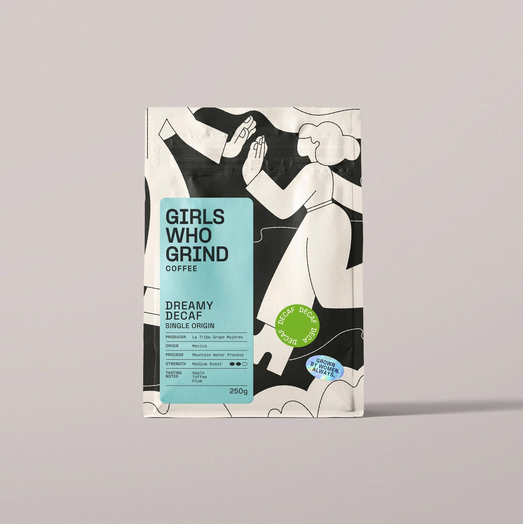 Dreamy Decaf single origin coffee from Mexico by Girls Who Grind, espresso 250g