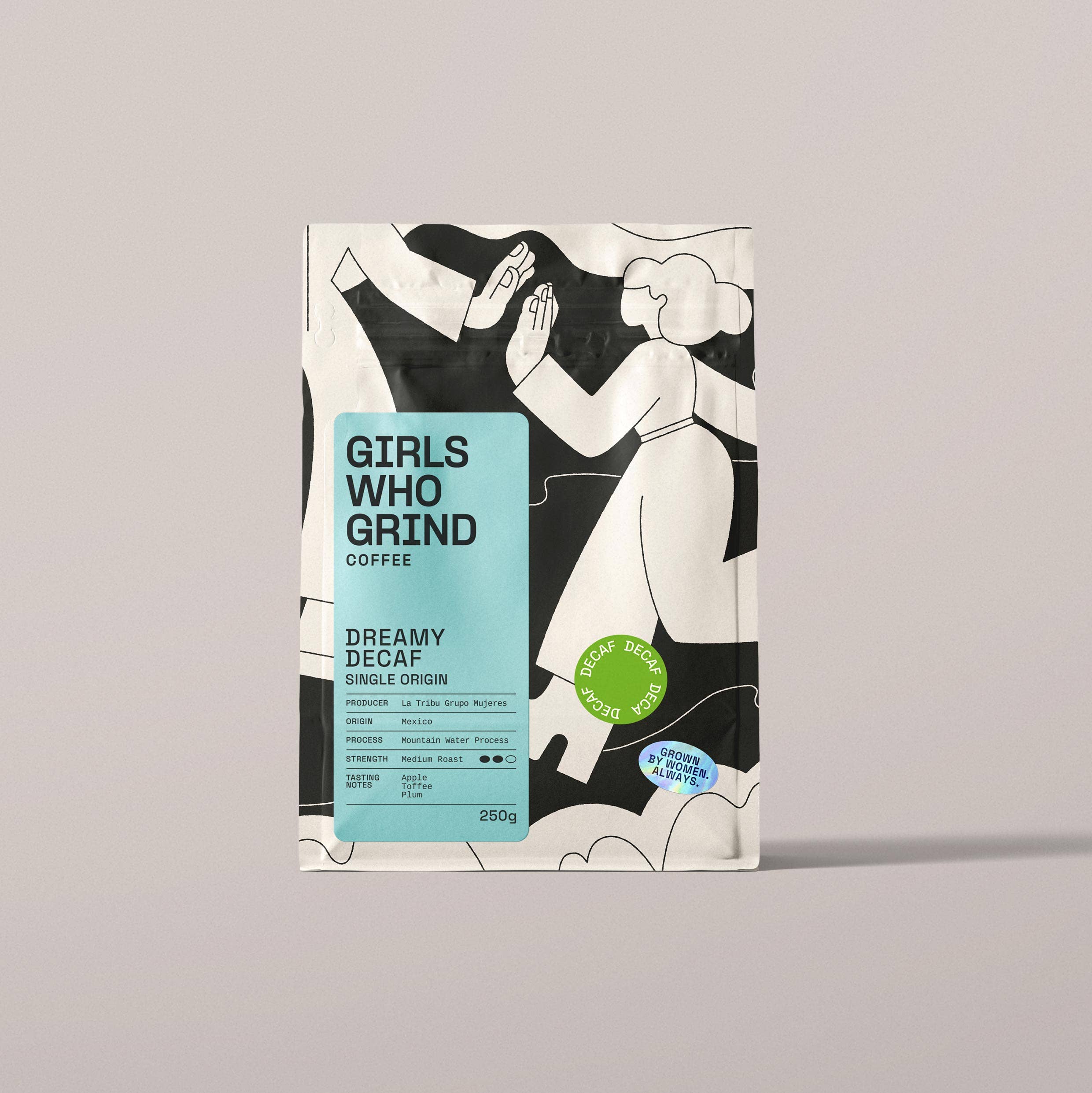 Dreamy Decaf single origin coffee from Mexico by Girls Who Grind, espresso 250g