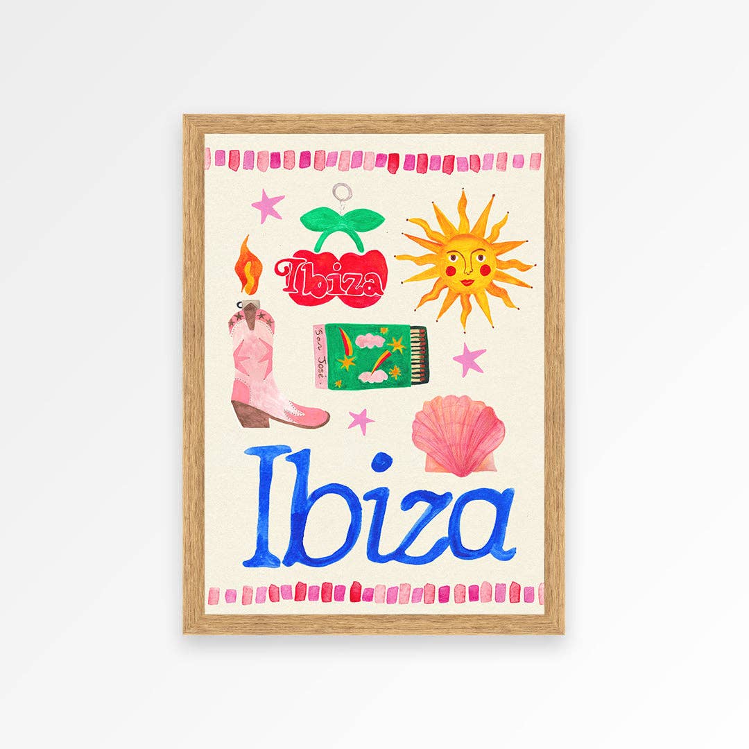 Ibiza Travel Trinket Hand Painted Print A3