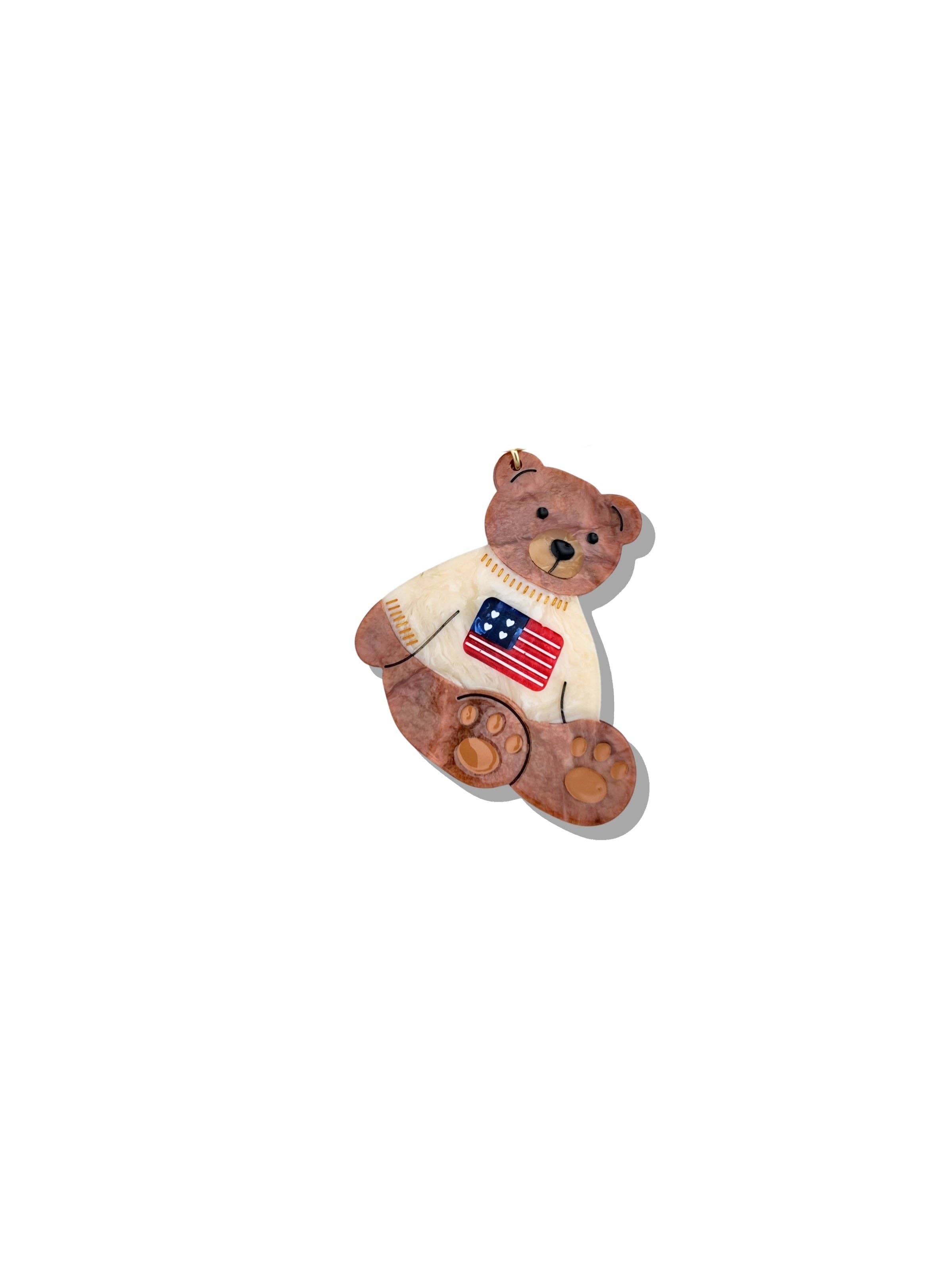 Hand-painted Phone Grip Charm | Americana Teddy  | Eco-Friendly