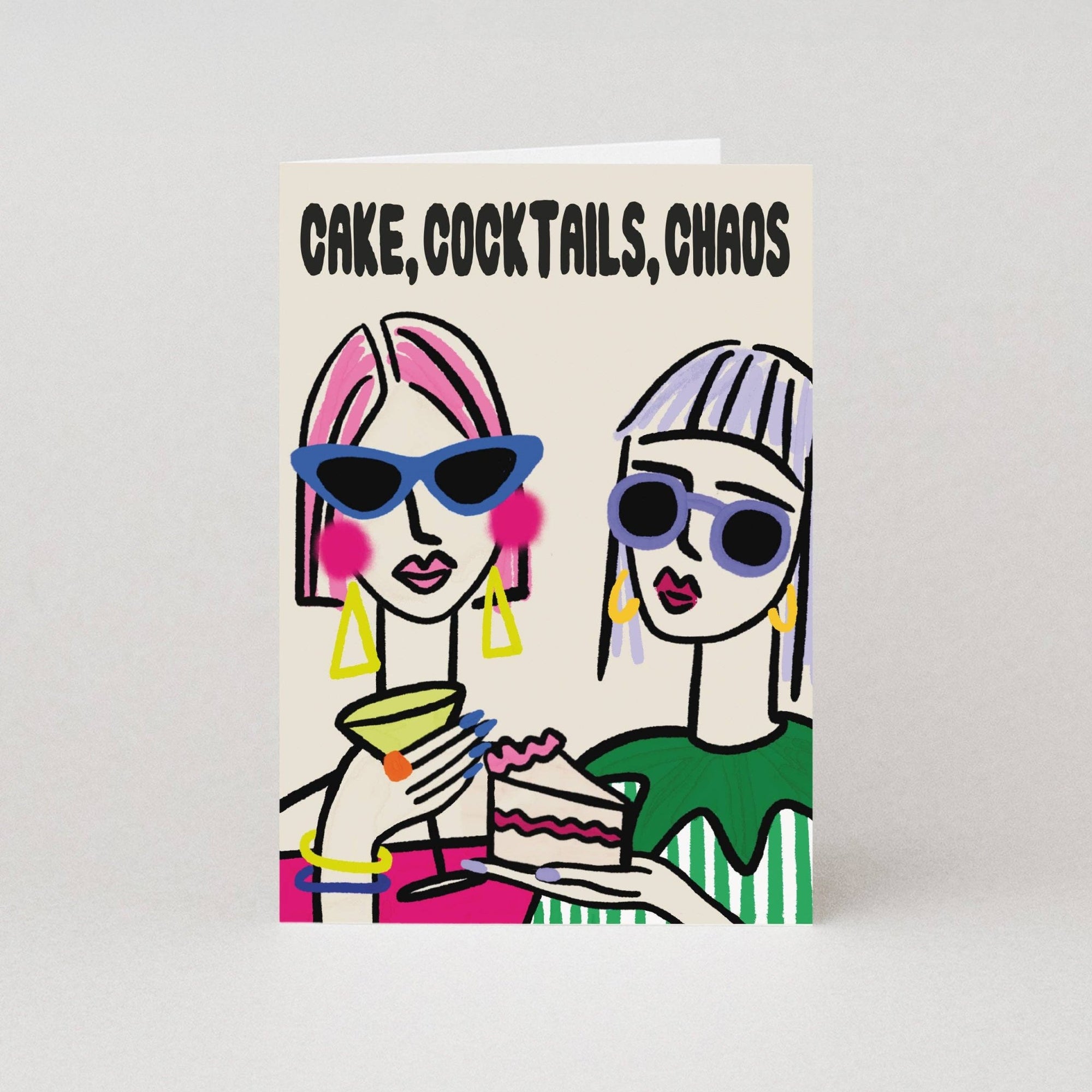 Cake Cocktails Chaos Birthday Card | Female Birthday Card - Studio Boketto Modern Love Store Glasgow