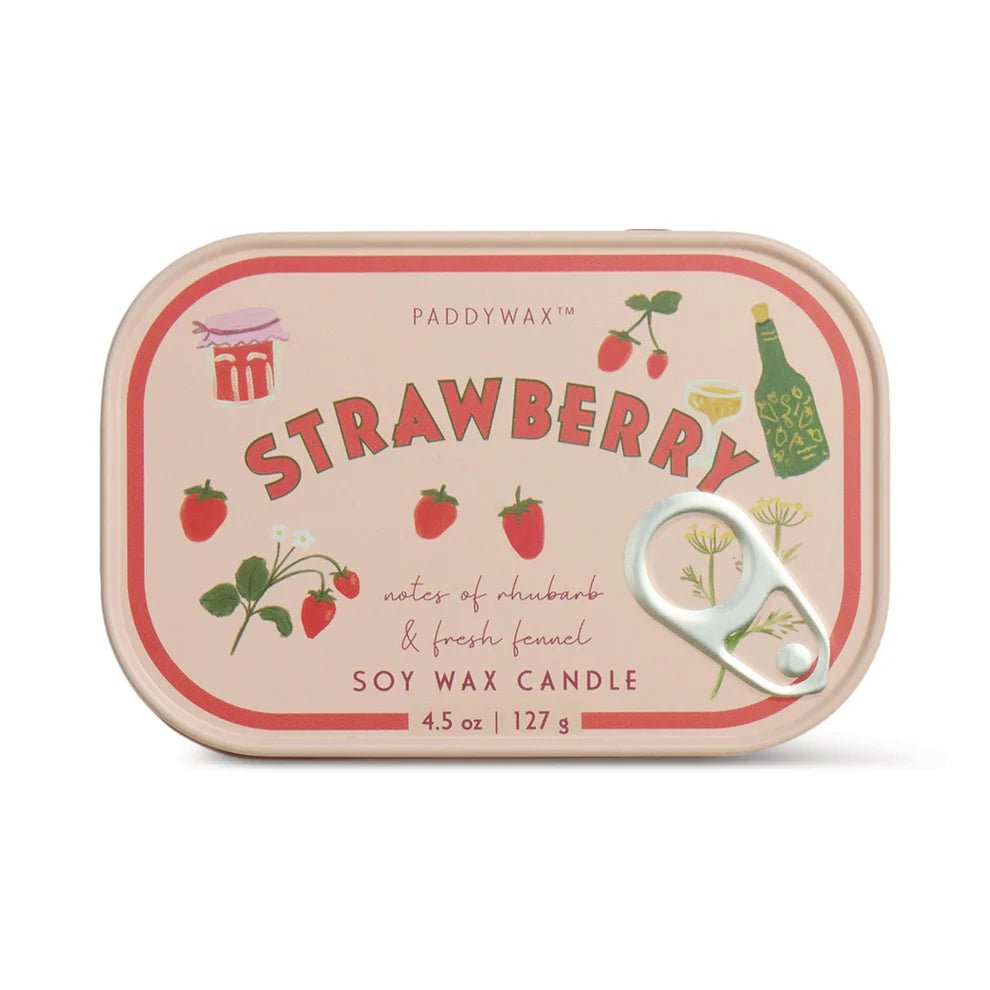 Strawberry Printed Candle - Chérie Tin - candle Designworks Collective Modern Love Store