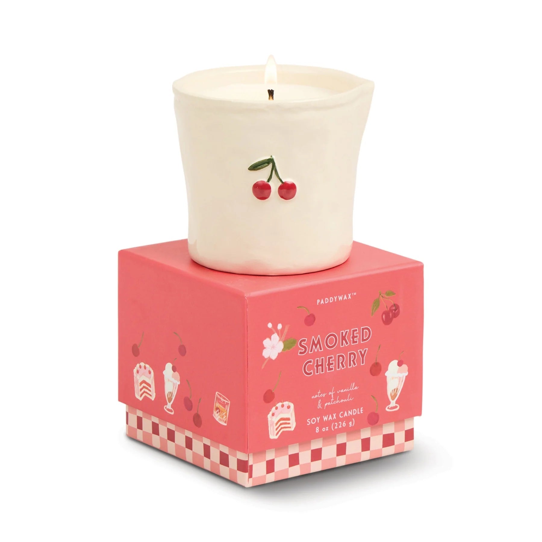 Bistro Cherry Embossed Ceramic Candle - Smoked Cherry - Candles Paddywax Modern Love Store