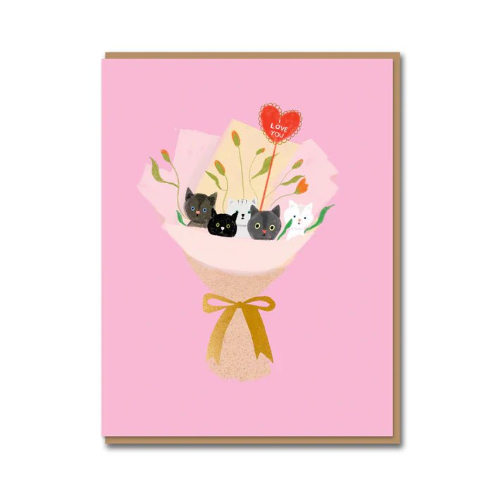 Cat Bouquet Valentines Card - Card 1973 Modern Love Store Glasgow