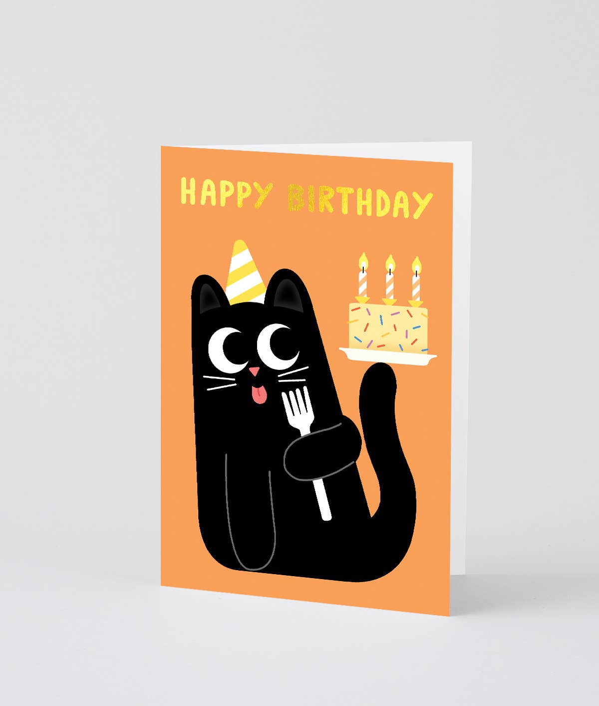 Happy Birthday Cat Cake' Greetings Card - Card Wrap (US duties paid) Modern Love Store Glasgow