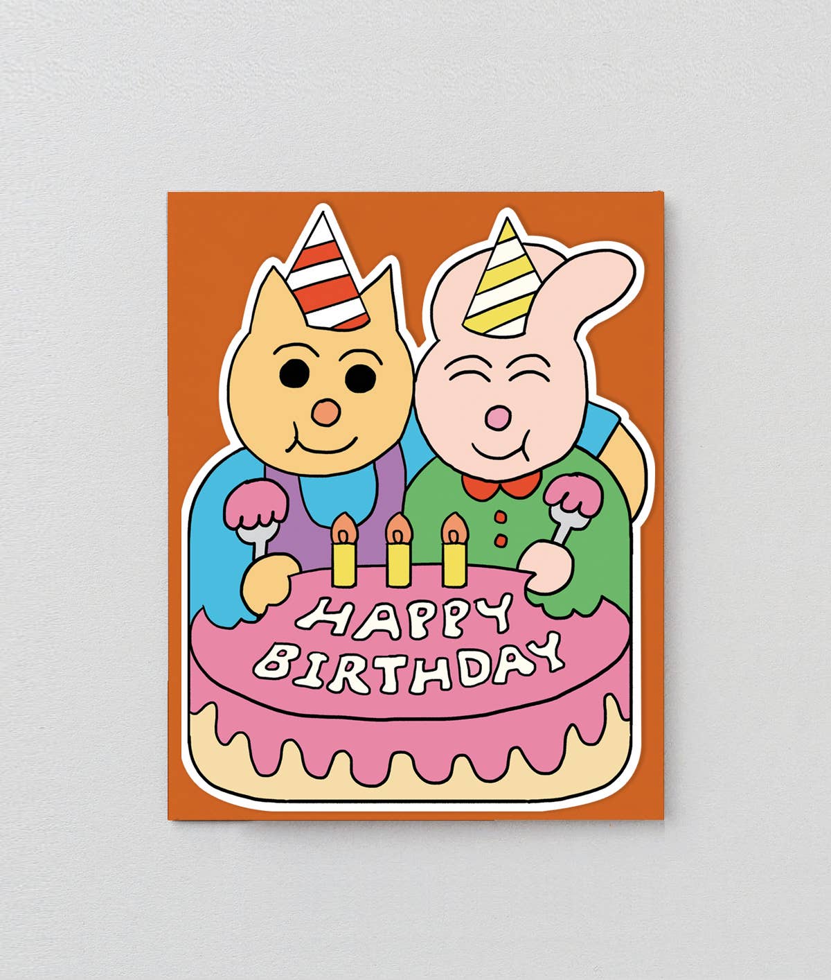 Happy Birthday Friends and Cake Shaped Card - Card Wrap (US duties paid) Modern Love Store Glasgow