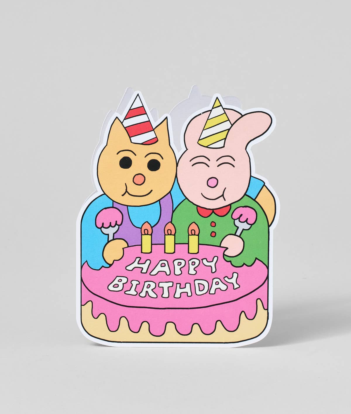 Happy Birthday Friends and Cake Shaped Card - Card Wrap (US duties paid) Modern Love Store Glasgow