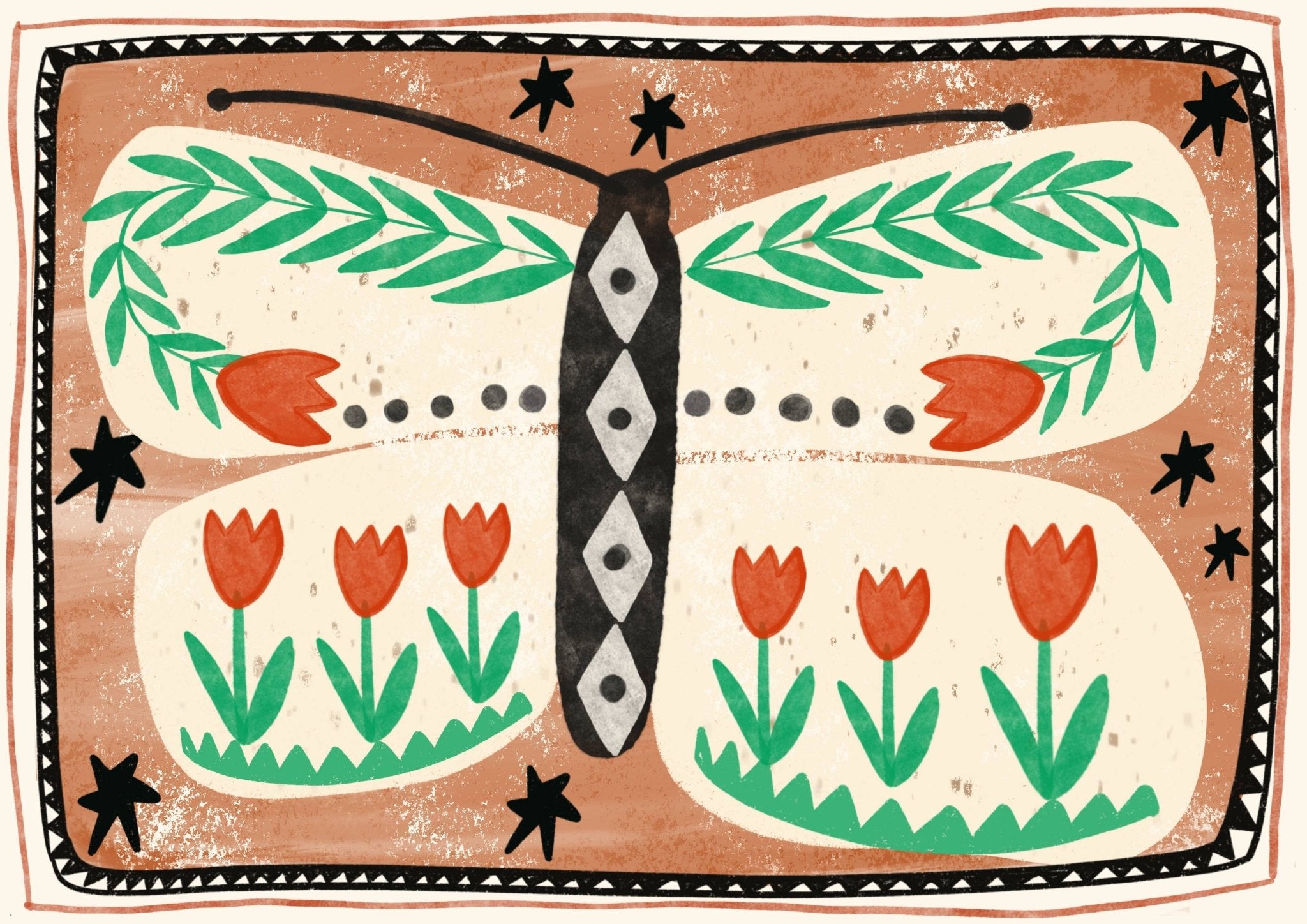 Folk Butterfly A4 - Carole Hillman Modern Love Store Glasgow