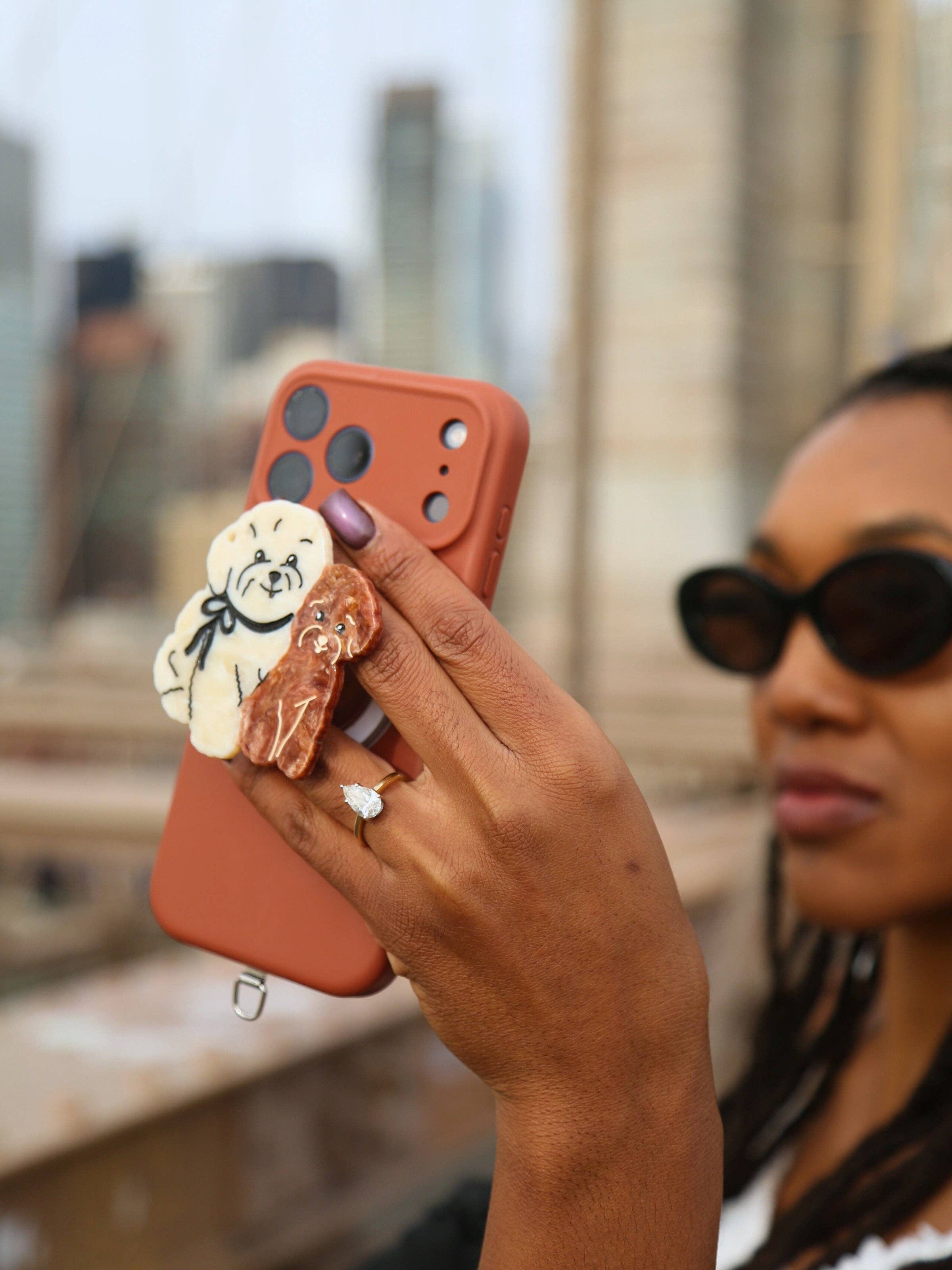 Hand-painted Phone Grip Charm | Puppy Friends  | Eco-Friendly