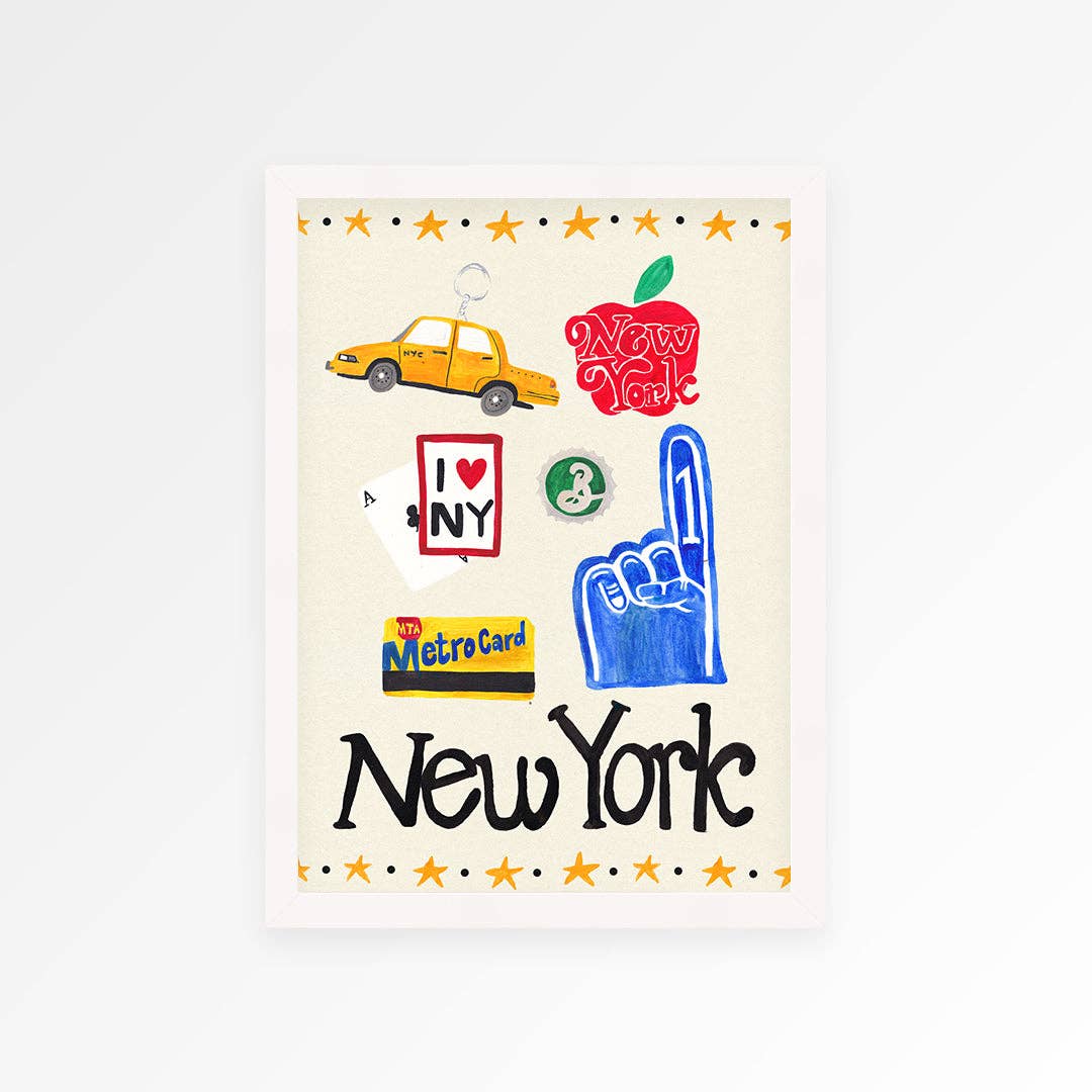 New York Travel Trinket Hand Painted Print: Unframed / A3