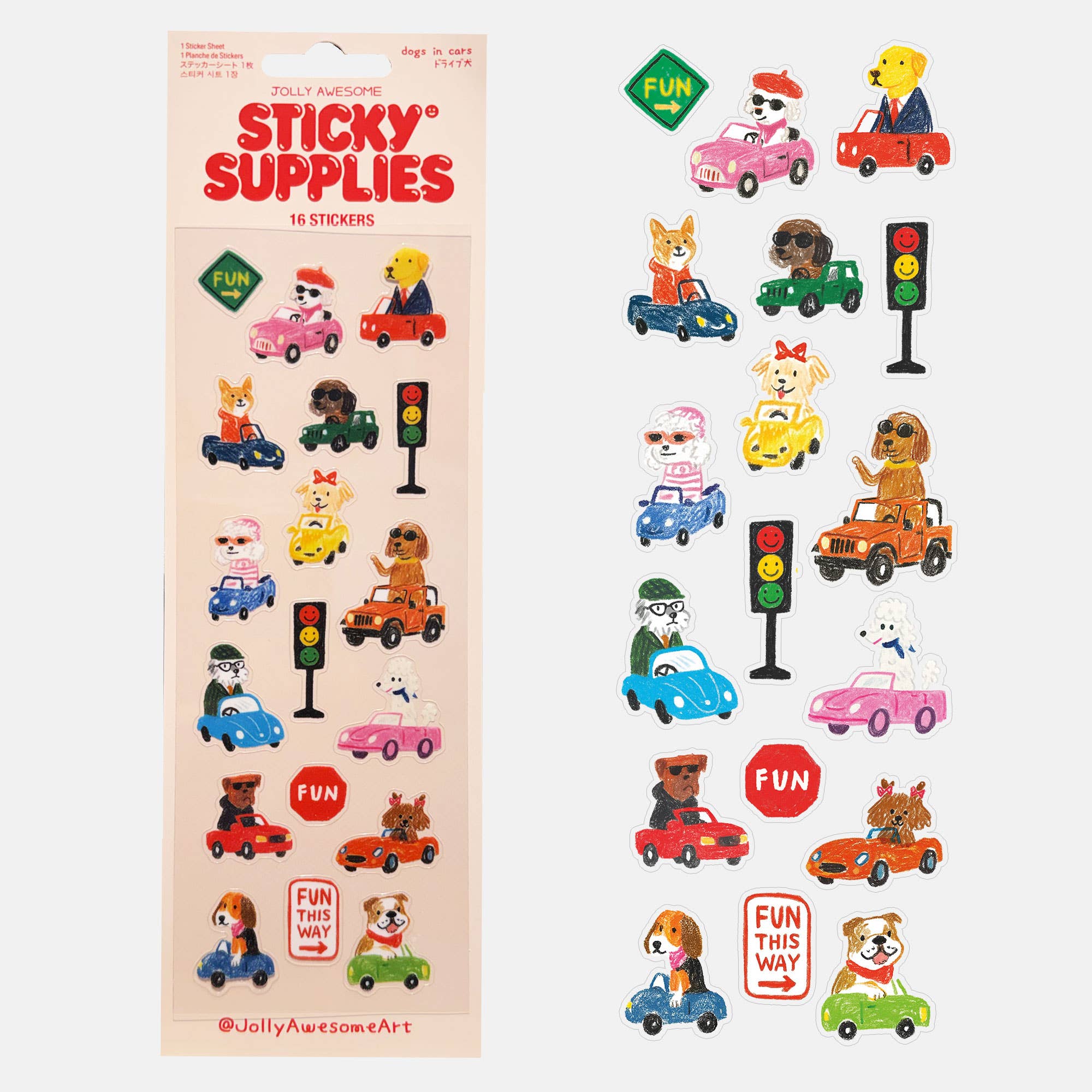 DOGS IN CARS STICKER SHEET