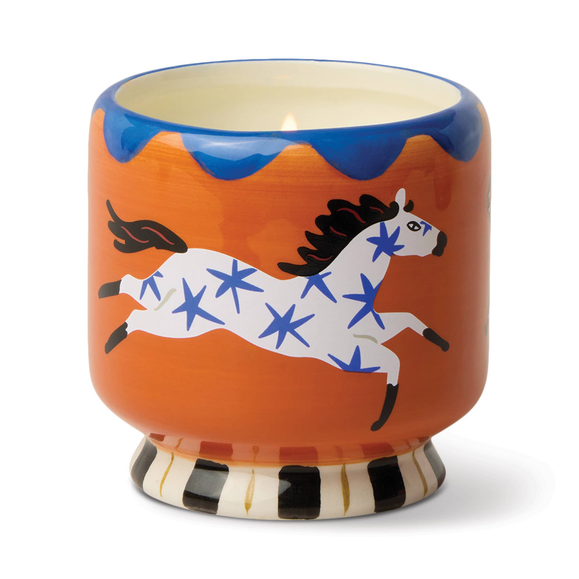 A Dopo horse ceramic candle shown from another angle