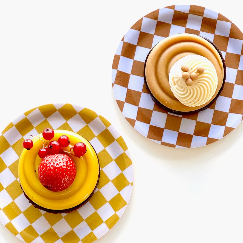 CHECKER Set of 4 Coasters - Warm Mix - 11cm - BLU KAT Modern Love Store Glasgow