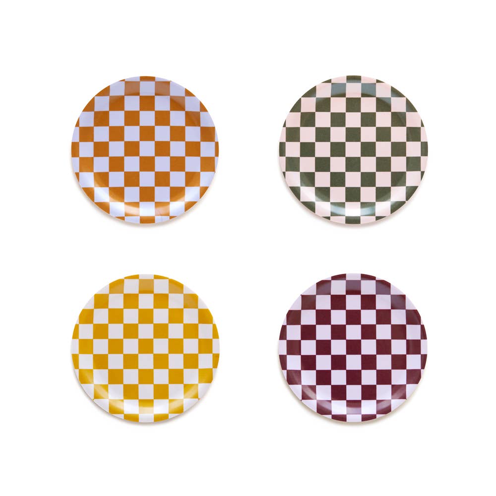 CHECKER Set of 4 Coasters - Warm Mix - 11cm - BLU KAT Modern Love Store Glasgow
