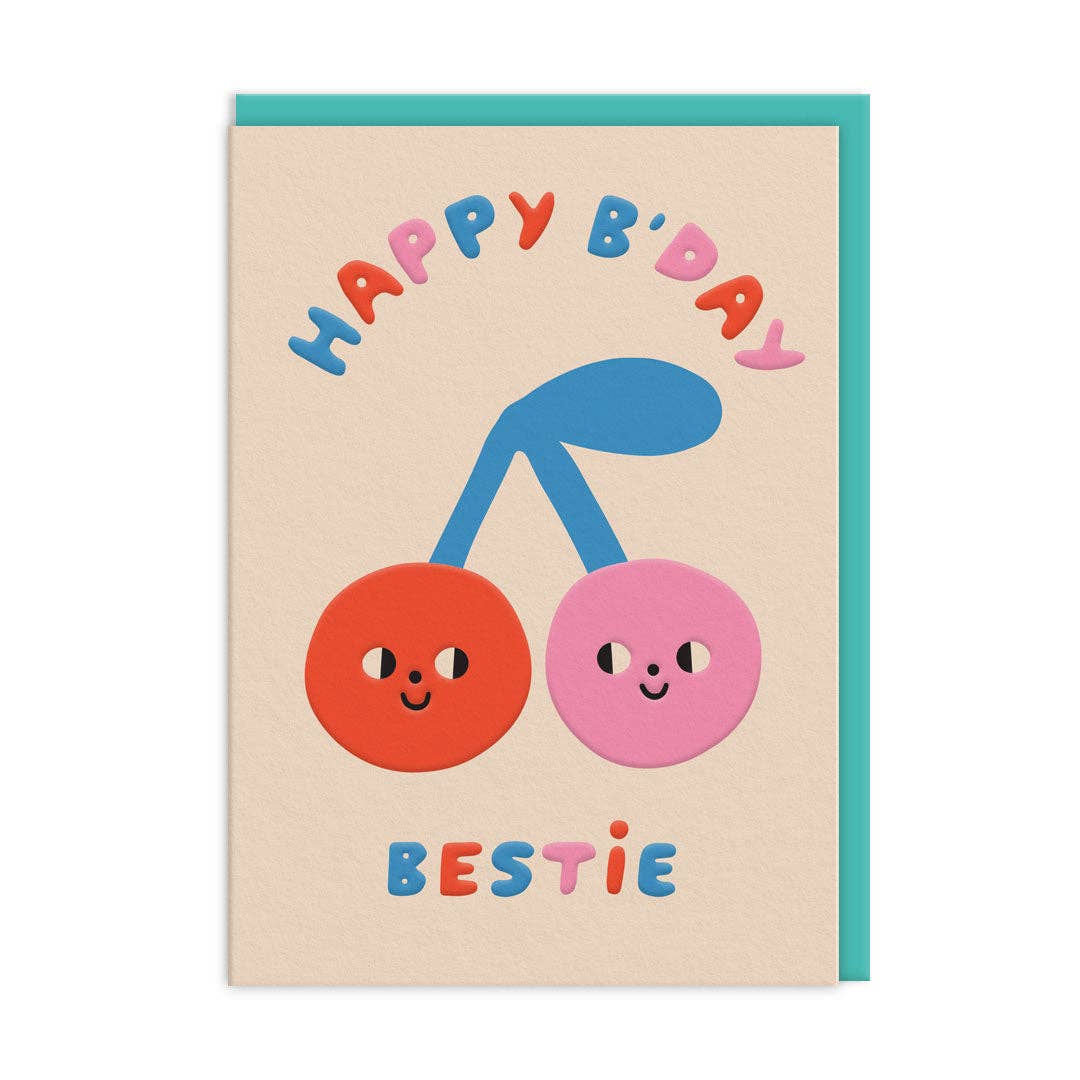 Cherries Happy Birthday Card - Ohh Deer UK + EU Modern Love Store Glasgow