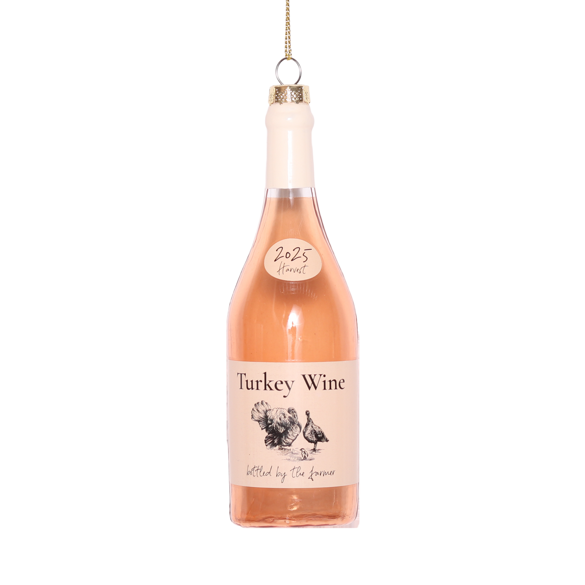 Turkey Wine Glass Christmas Bauble
