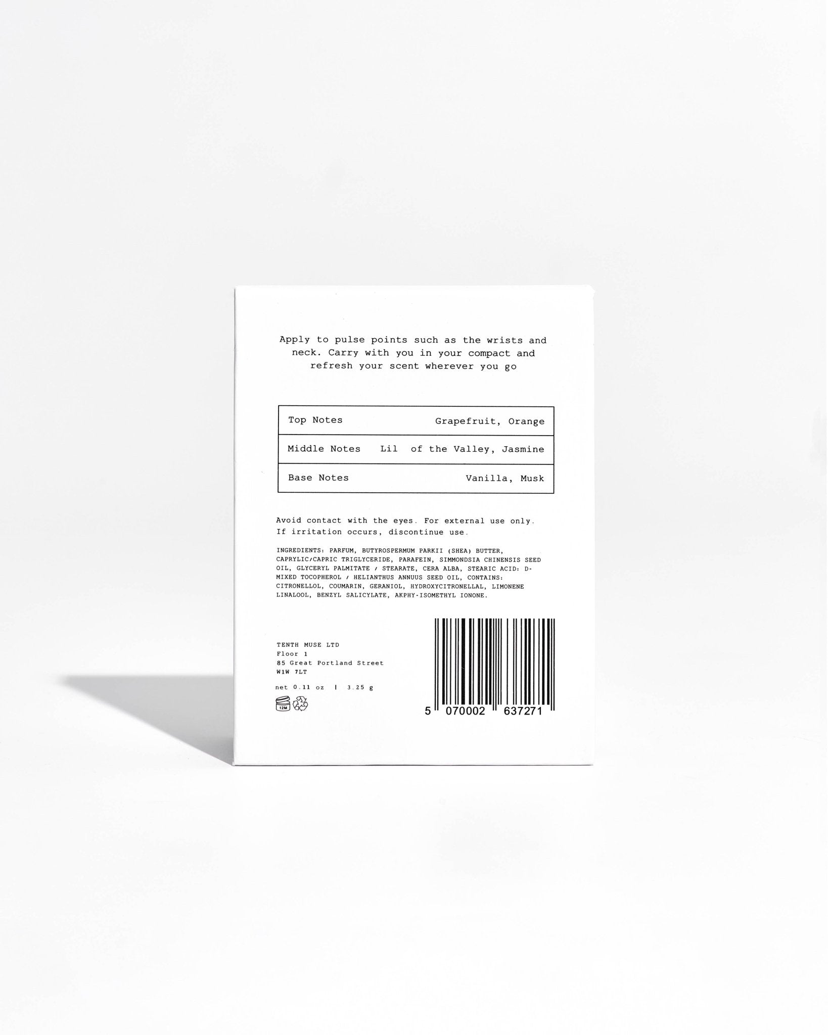 Clean Girl Solid Perfume - TENTH MUSE Modern Love Store Glasgow