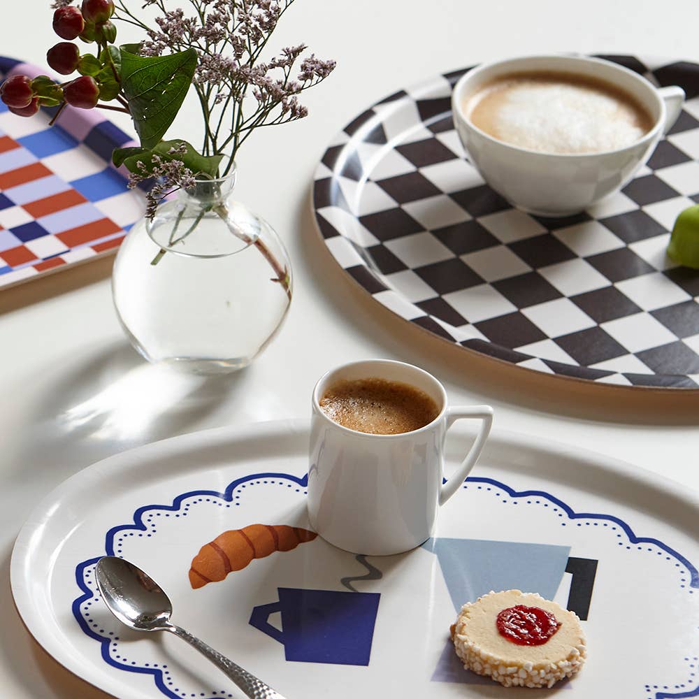 COFFEE TIME Oval Serving Tray - 31x22cm - BLU KAT Modern Love Store Glasgow