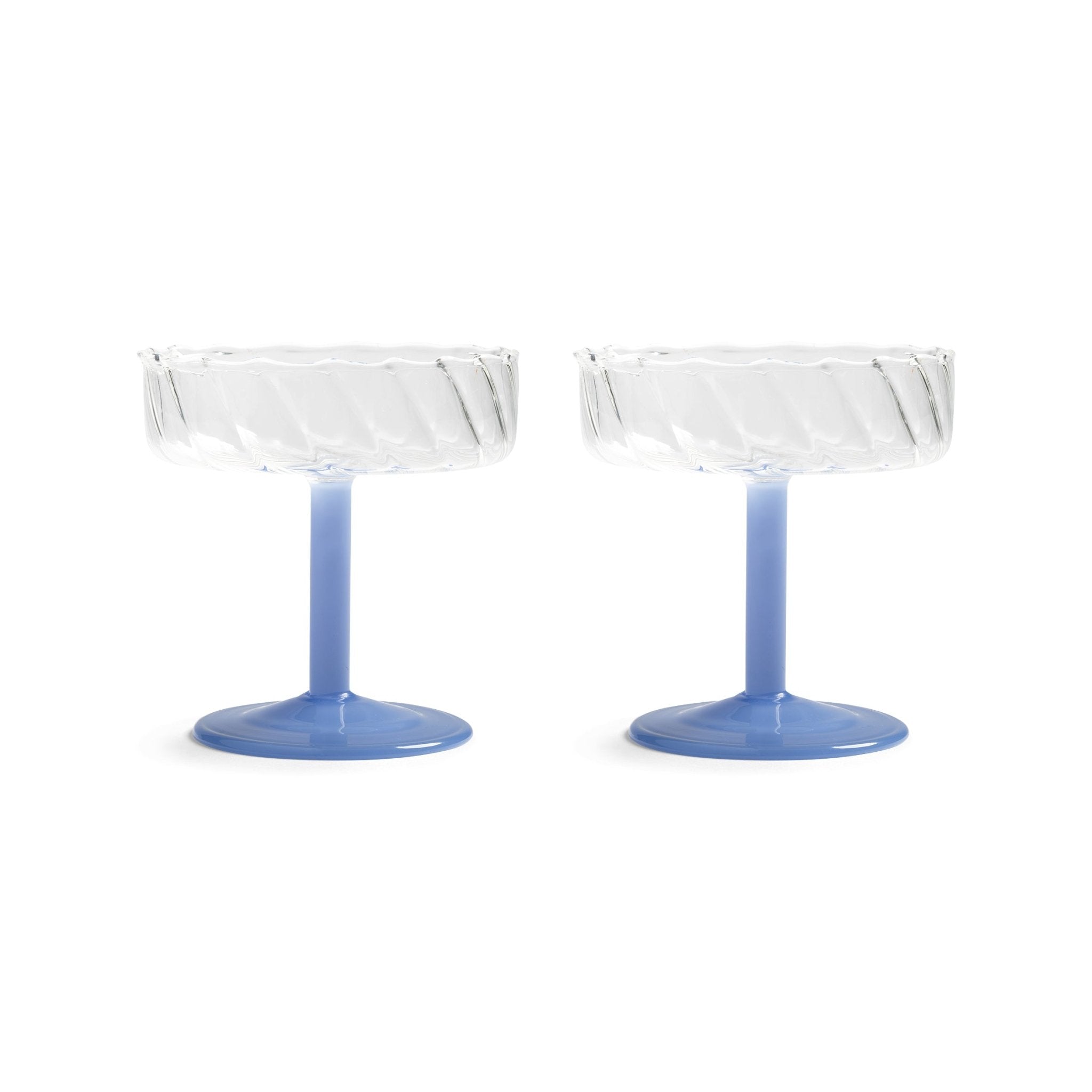 Coupe Twirl Blue Set of Two - Glass &K Amsterdam Modern Love Store Glasgow