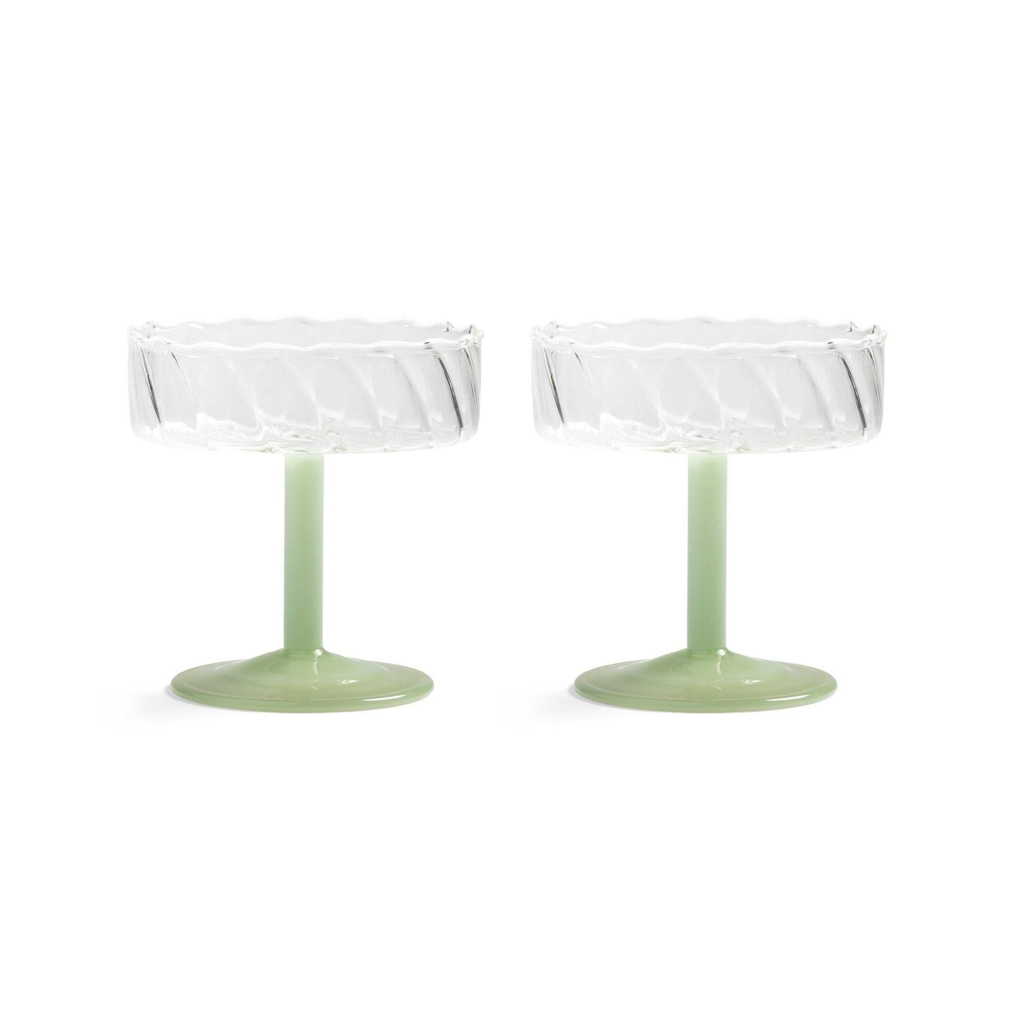 Coupe Twirl Green Set of Two - Glass &K Amsterdam Modern Love Store Glasgow