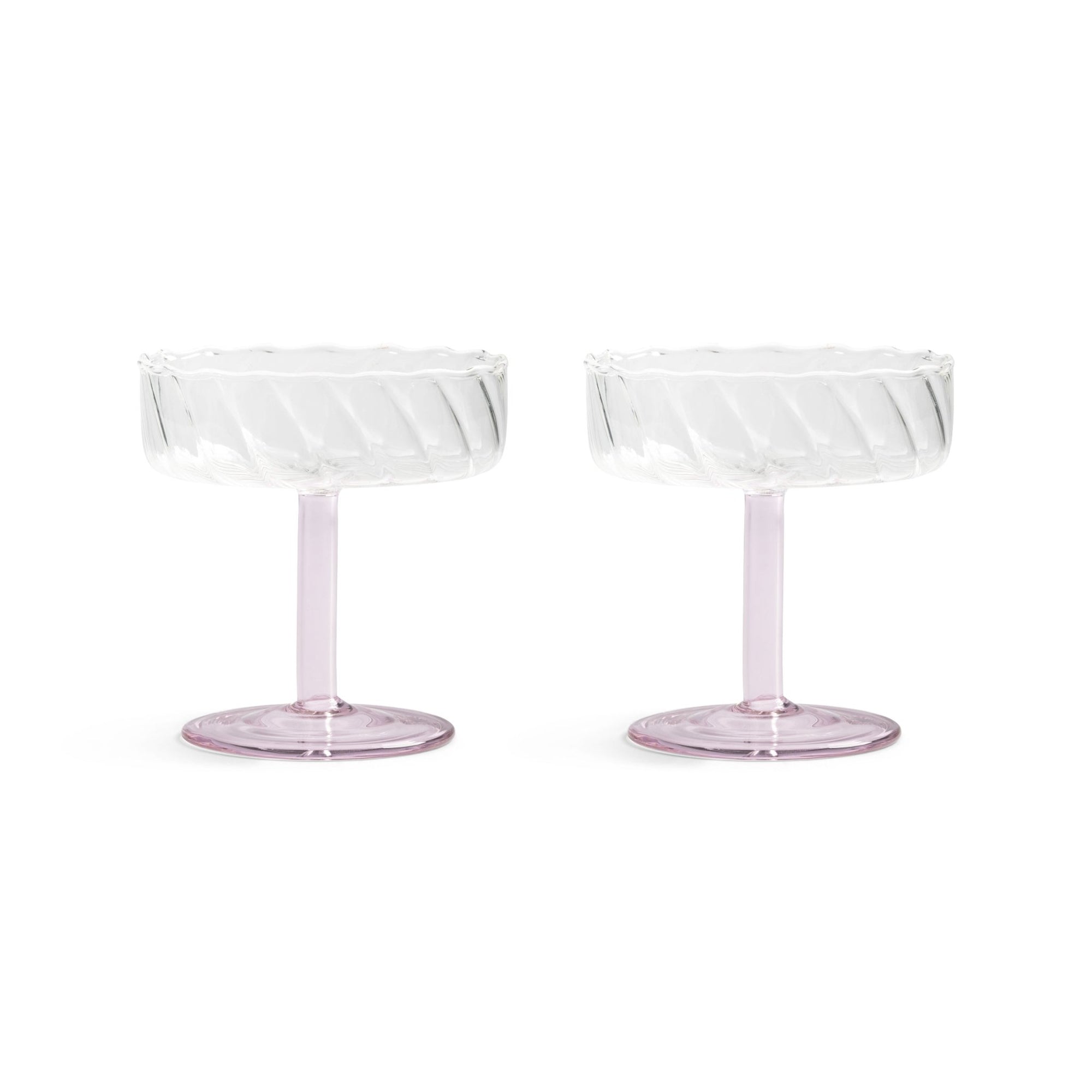 Coupe Twirl Pink Set of Two - Glass &K Amsterdam Modern Love Store Glasgow