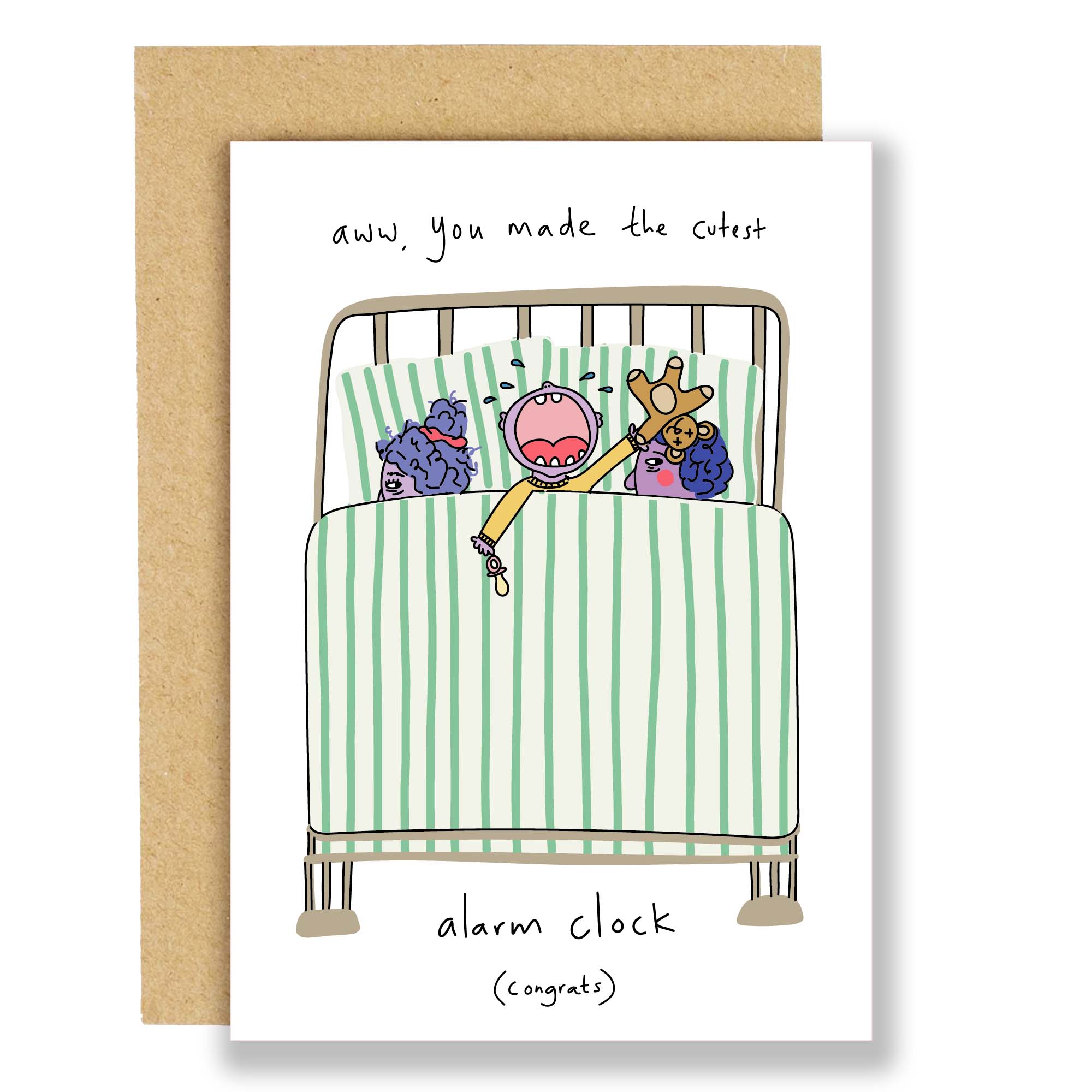 Cutest alarm clock - new baby cards - Eat the Moon Modern Love Store Glasgow