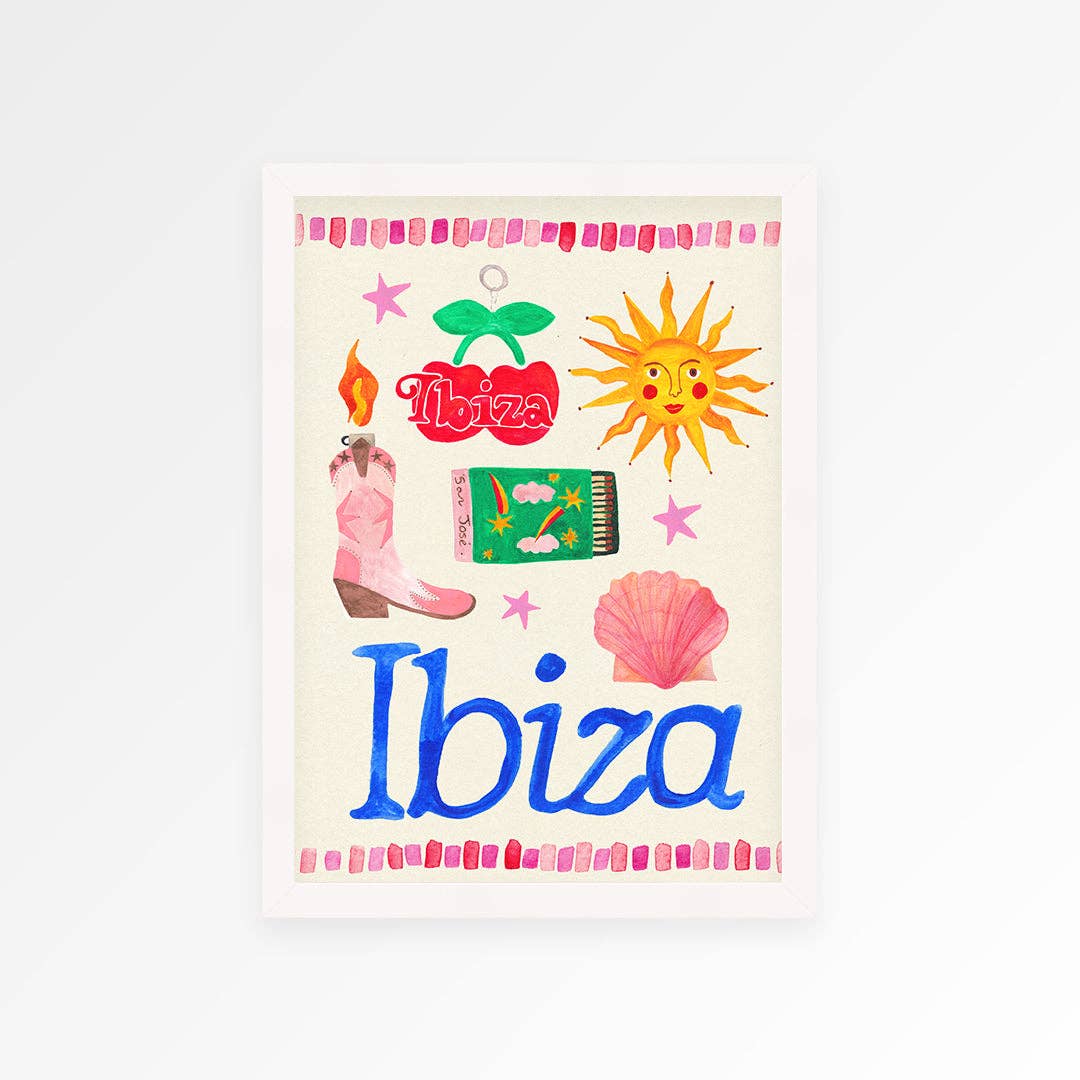 Ibiza Travel Trinket Hand Painted Print A3