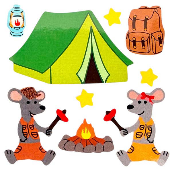 Glossy Mice Camping Stickers Sheet Vintage Inspired: English