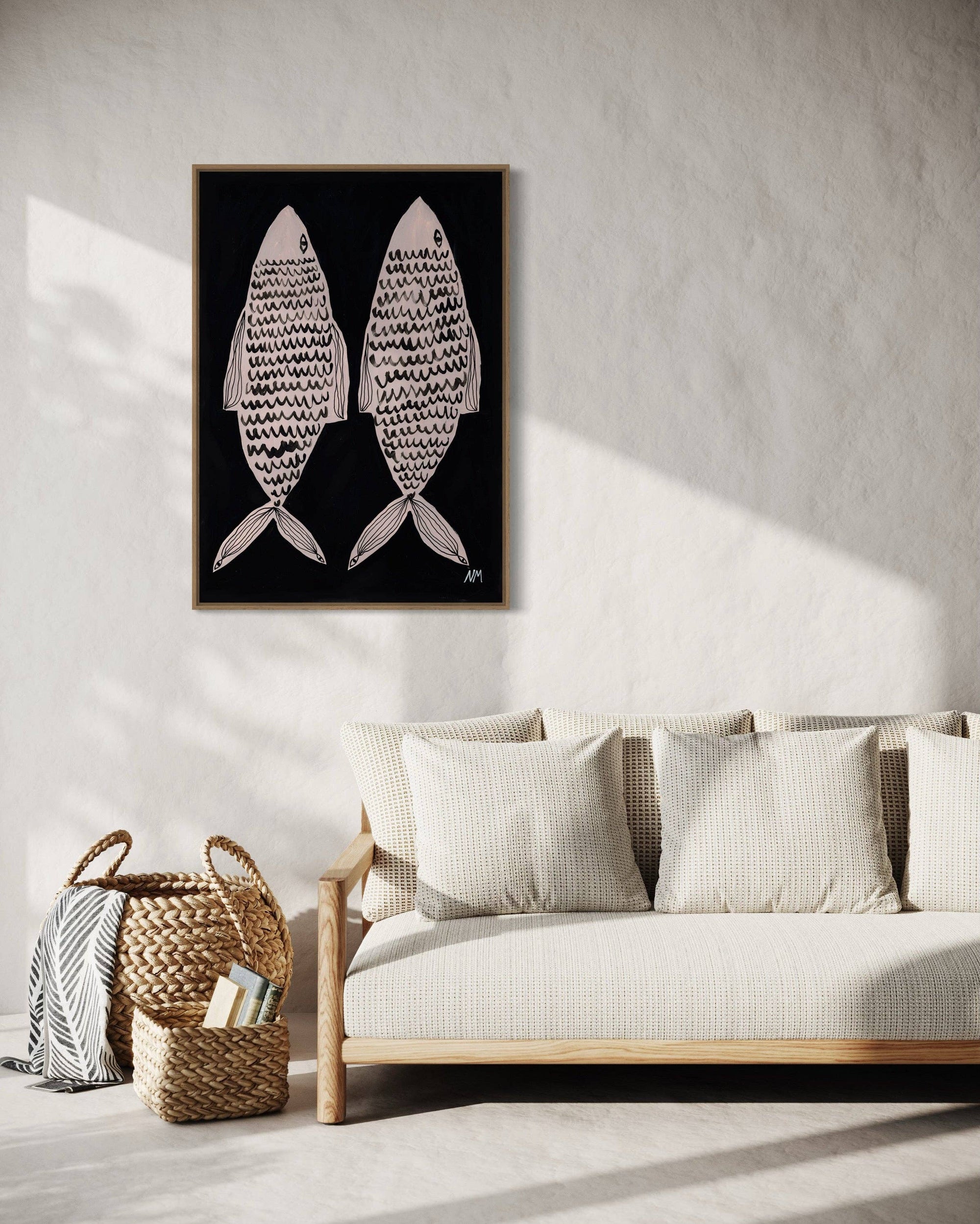 Two Fish Contemporary Art Print: A4