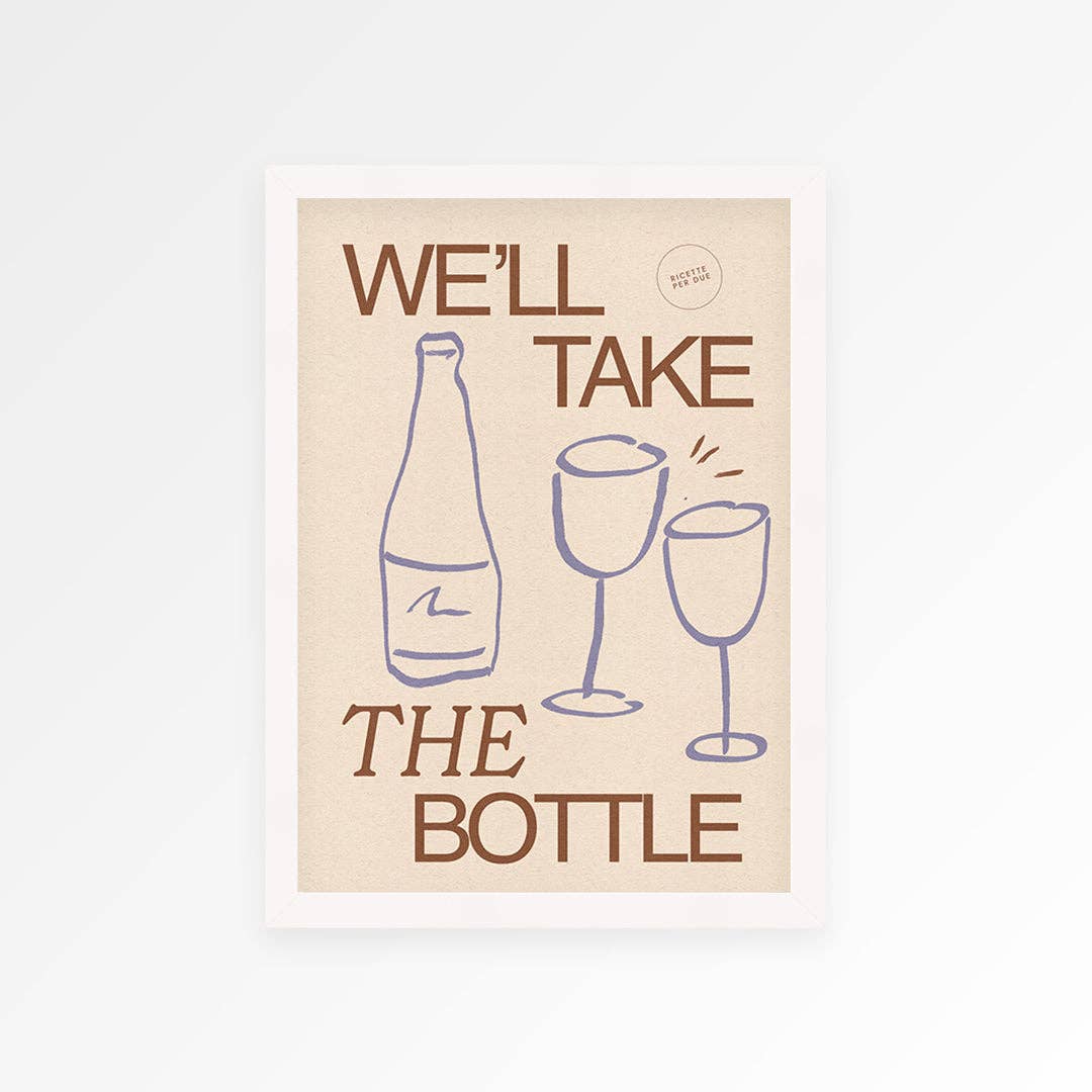 Wine print brown A4 unframed close up