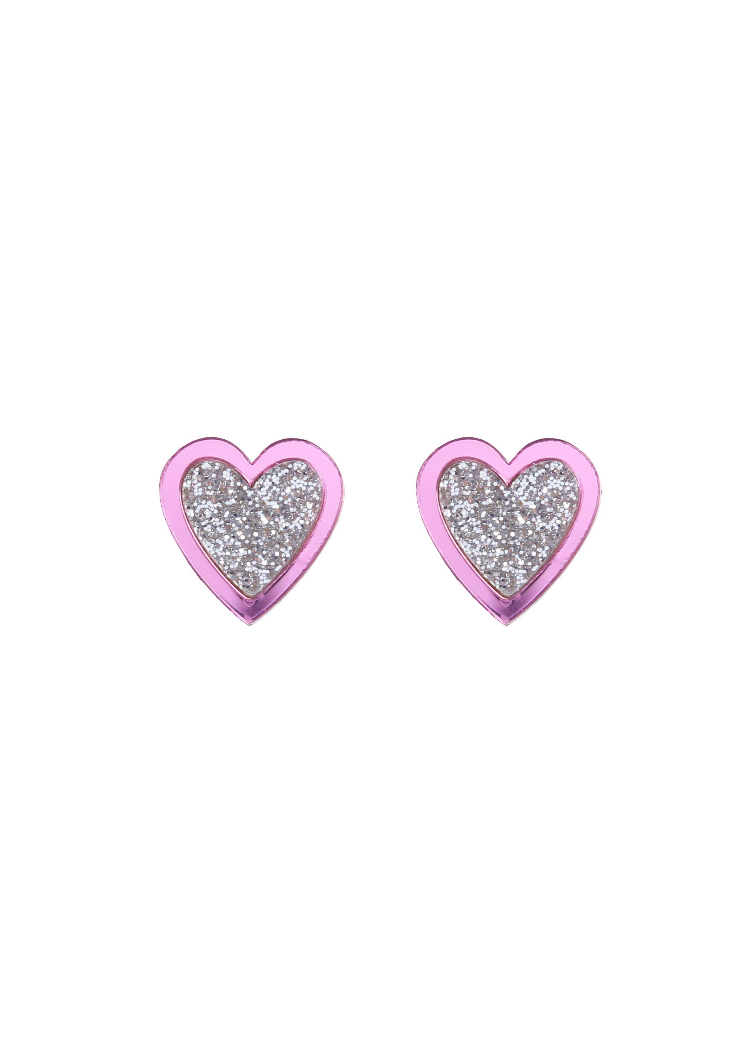 Acrylic Heart Studs: Teal mirror + Red Mirror
