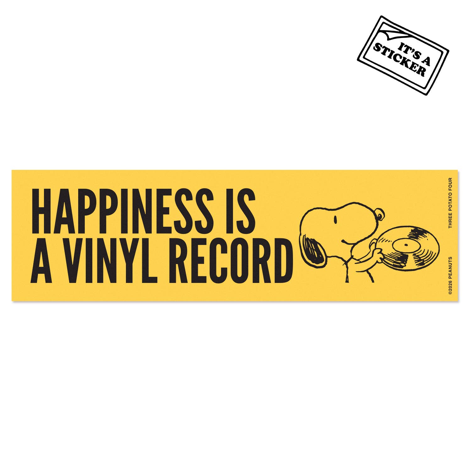 Snoopy Record Bumper Sticker by Three Potato Four