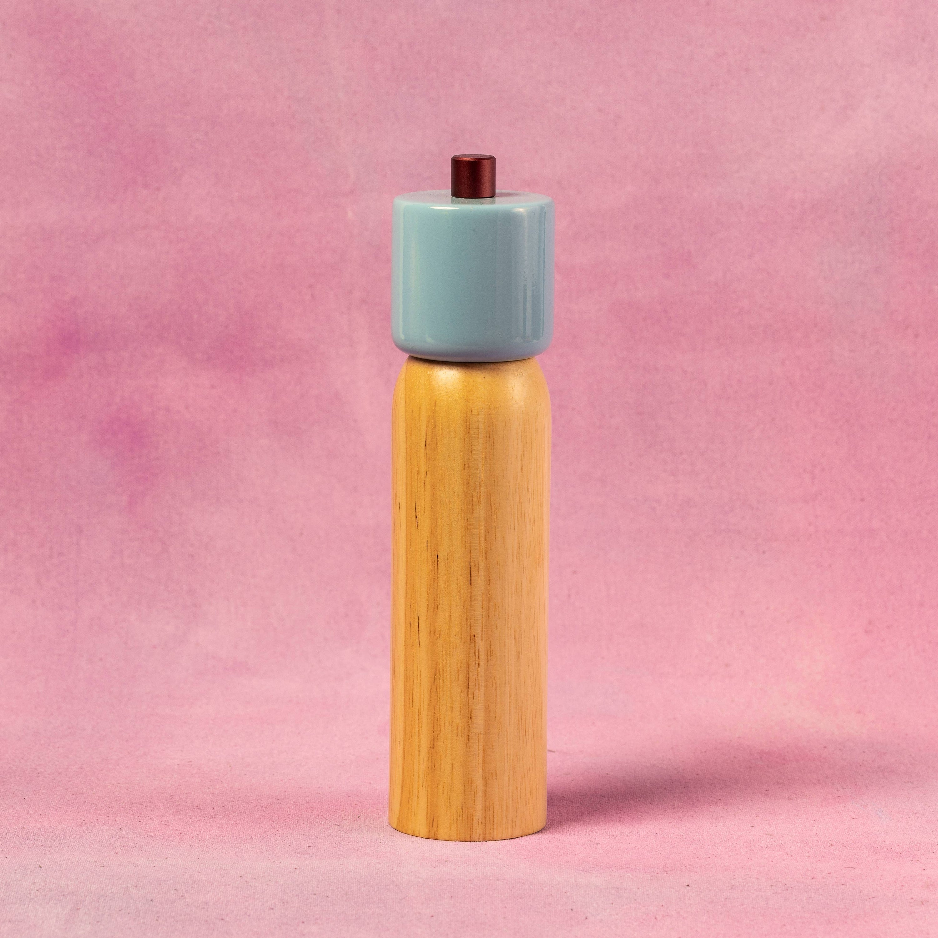 Salt & Pepper Grinder - Light Blue & Burgundy: Large