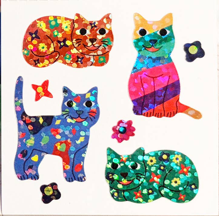 Sparkle Groovy Cats Stickers Nostalgia: English