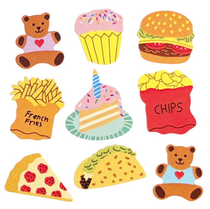 Glossy Teddy Bear Picnic Stickers Retro Inspired: English