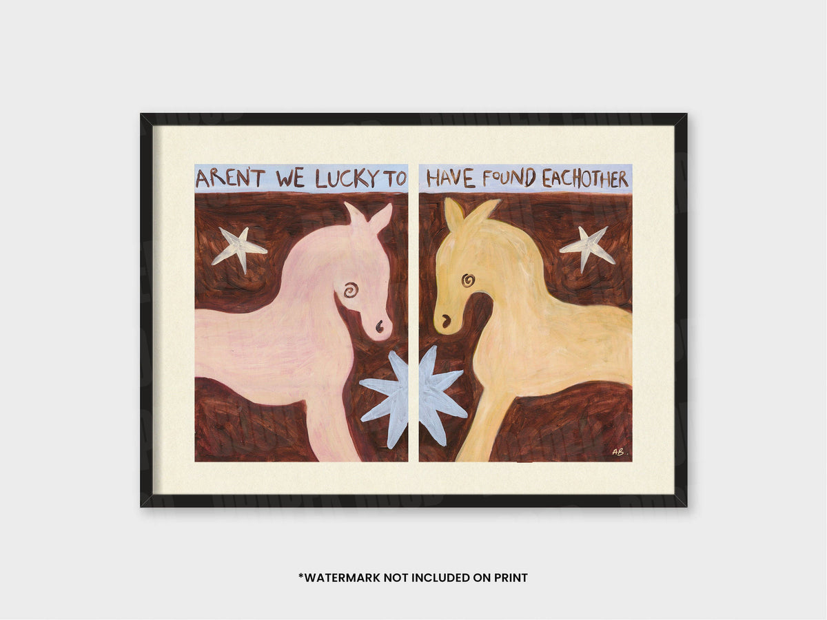 Lucky Horses Quote Hand Painted Print